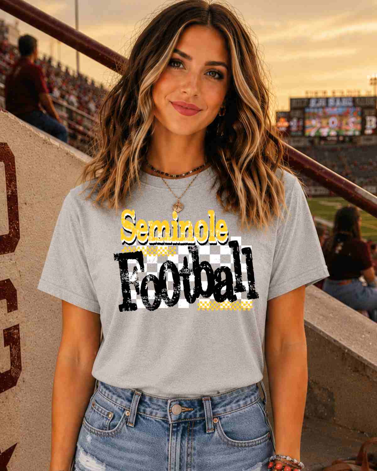 Seminole Football Checkered Grunge DTF Transfer