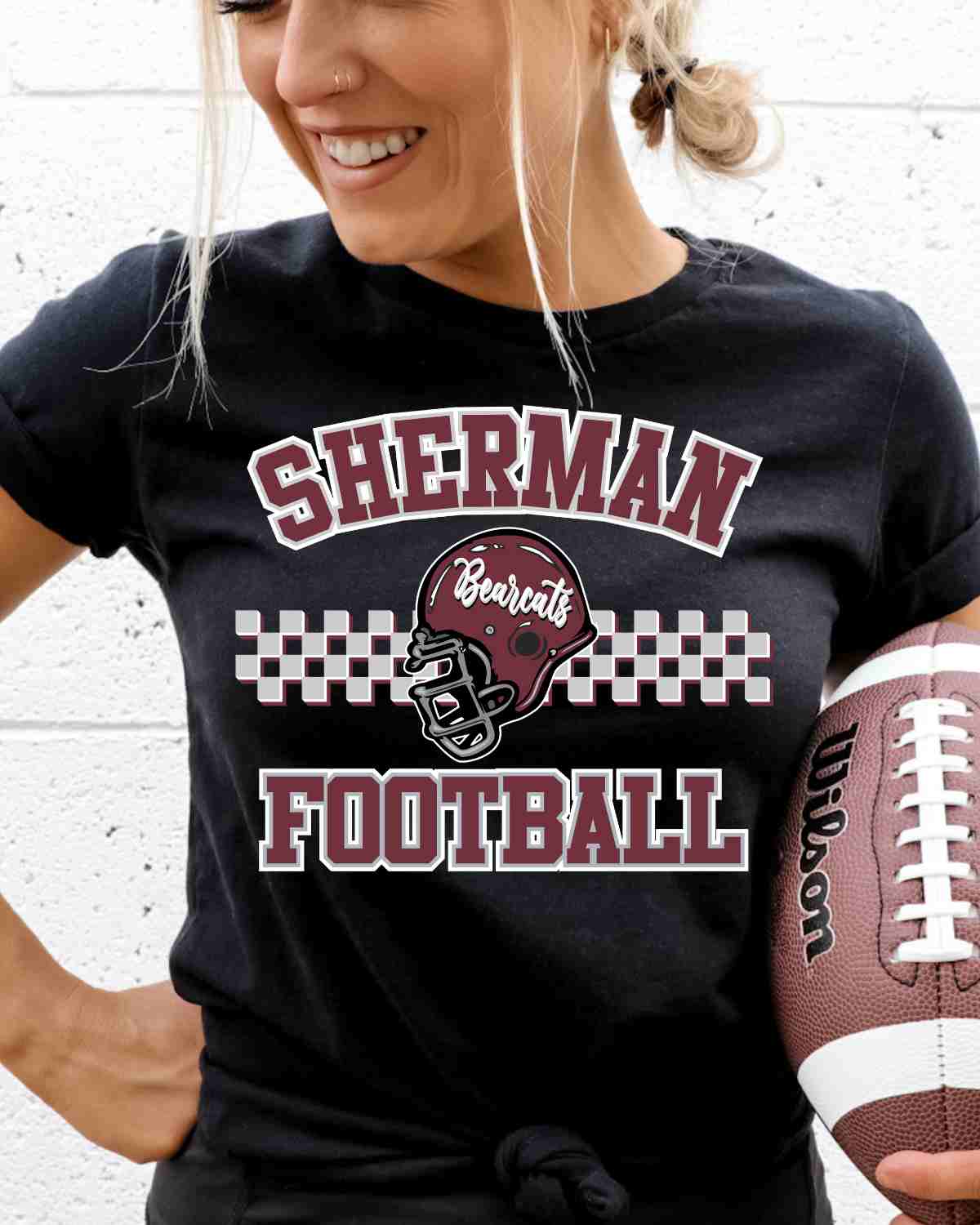 Sherman Bearcats Football Helmet Checkered DTF Transfer