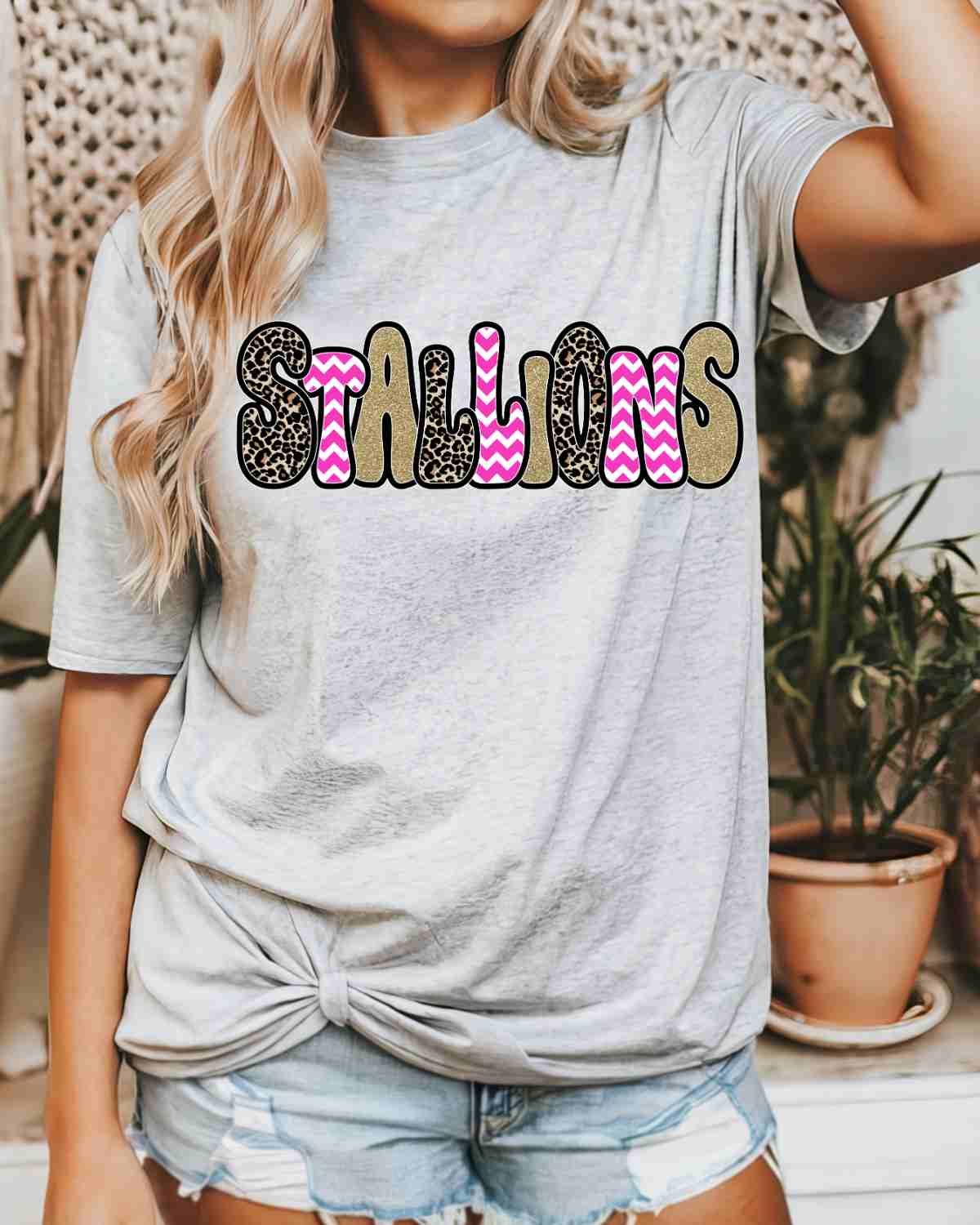 Stallions Pink Gold Word DTF Transfer