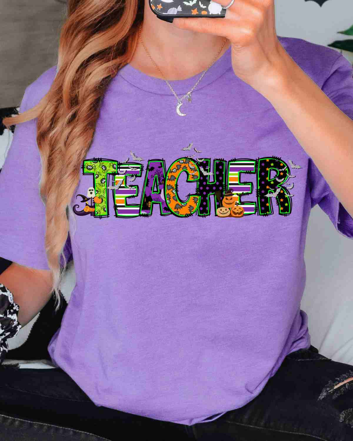 Teacher Halloween Letters DTF Transfer