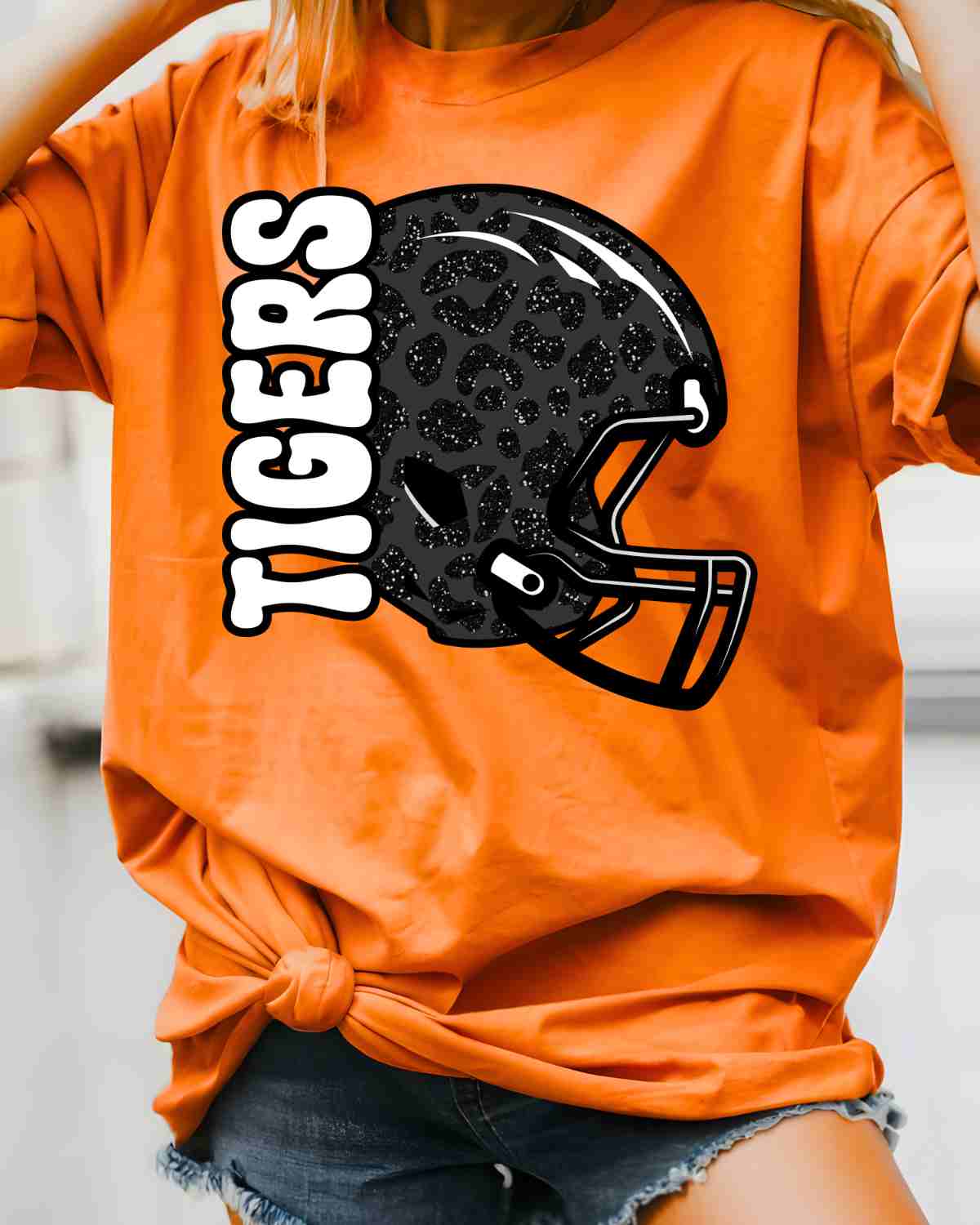 Tigers Leopard Football Helmet DTF Transfer
