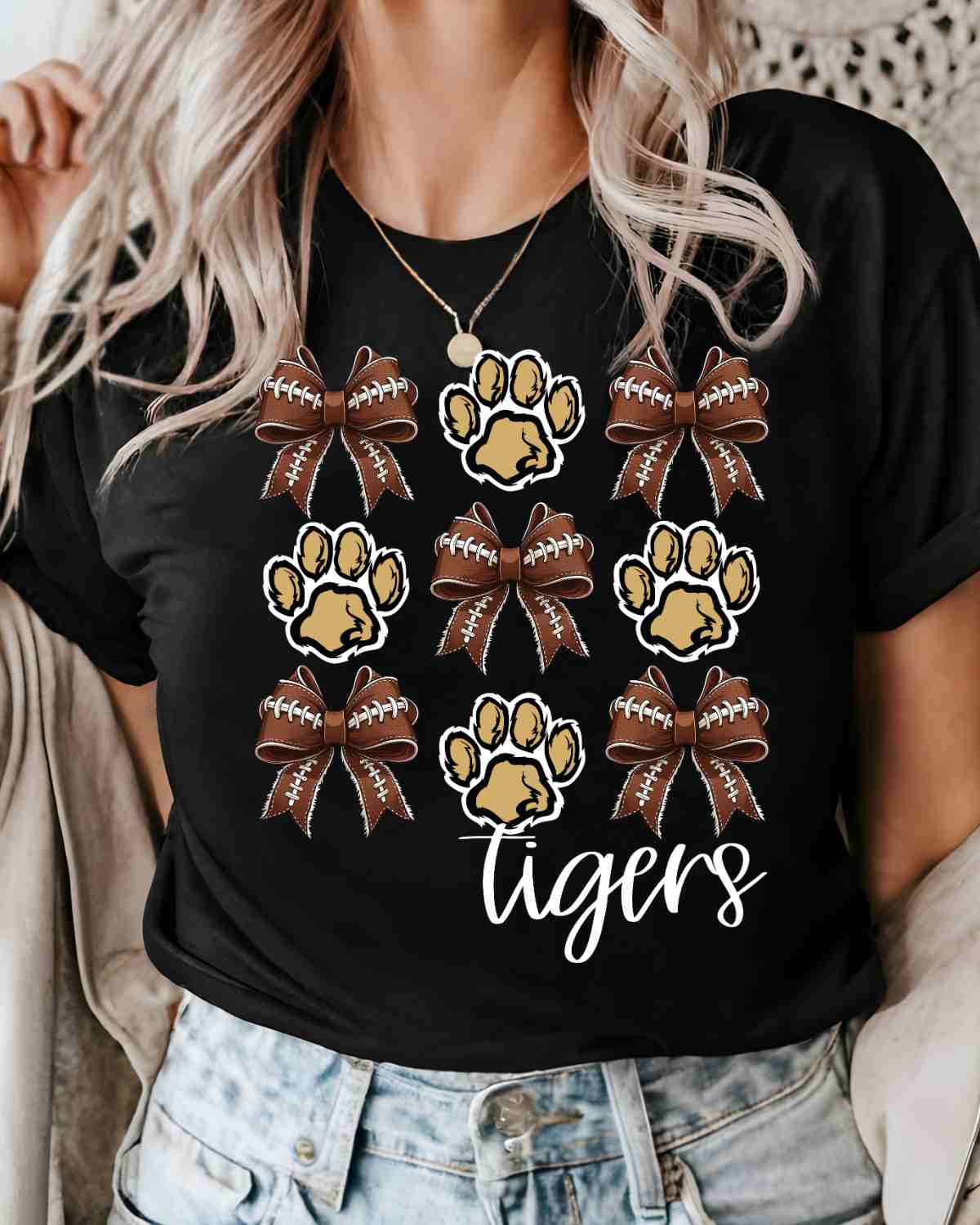 Tigers Football Coquette Bows DTF Transfer