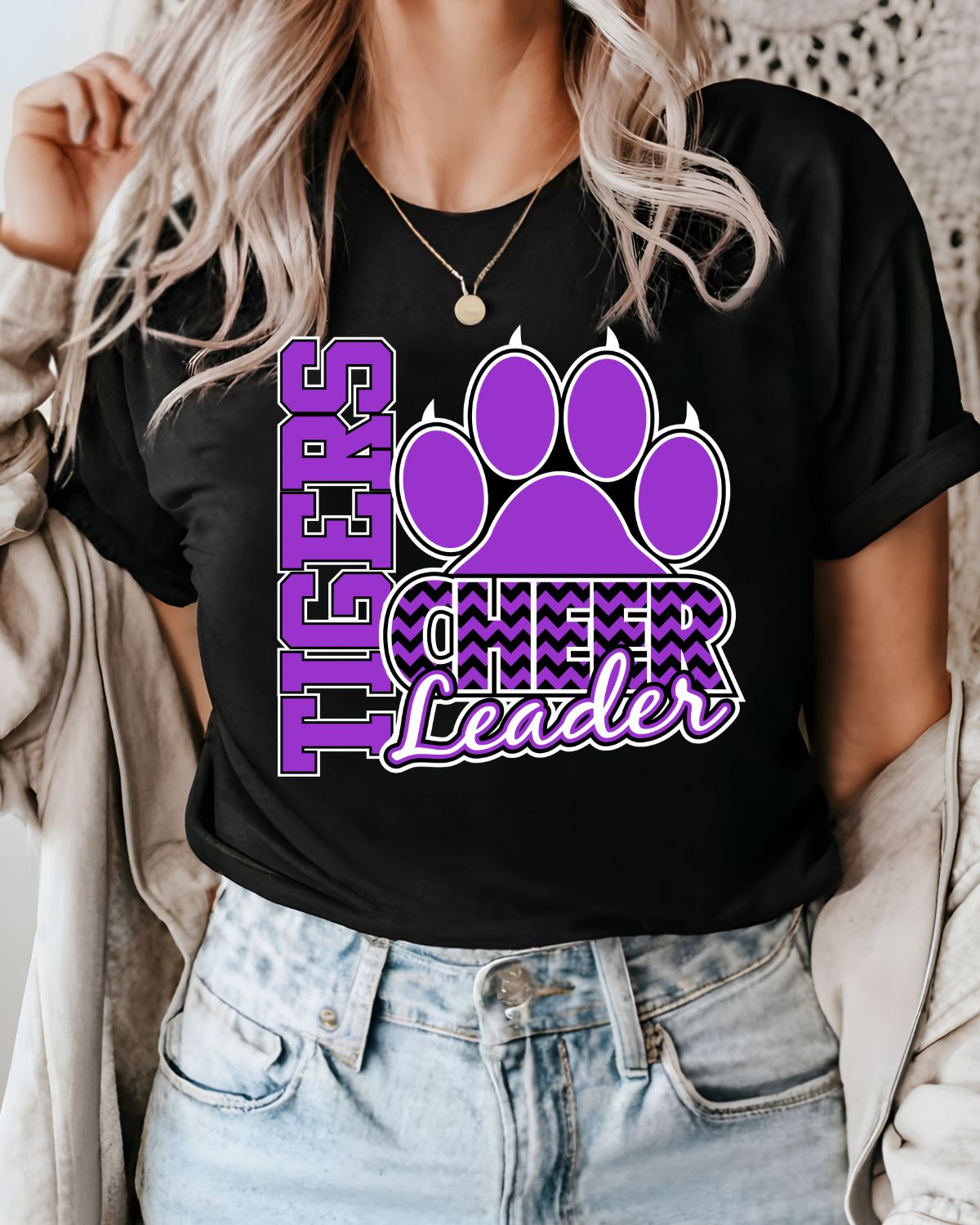 Tigers Cheerleader Paw Chevron DTF Transfer