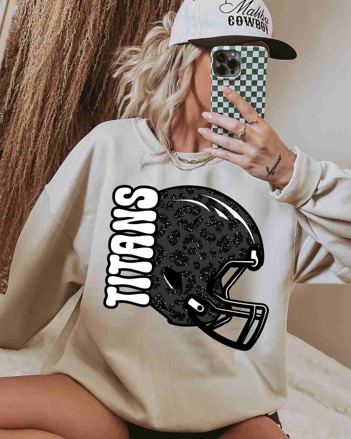 Titans Leopard Football Helmet DTF Transfer