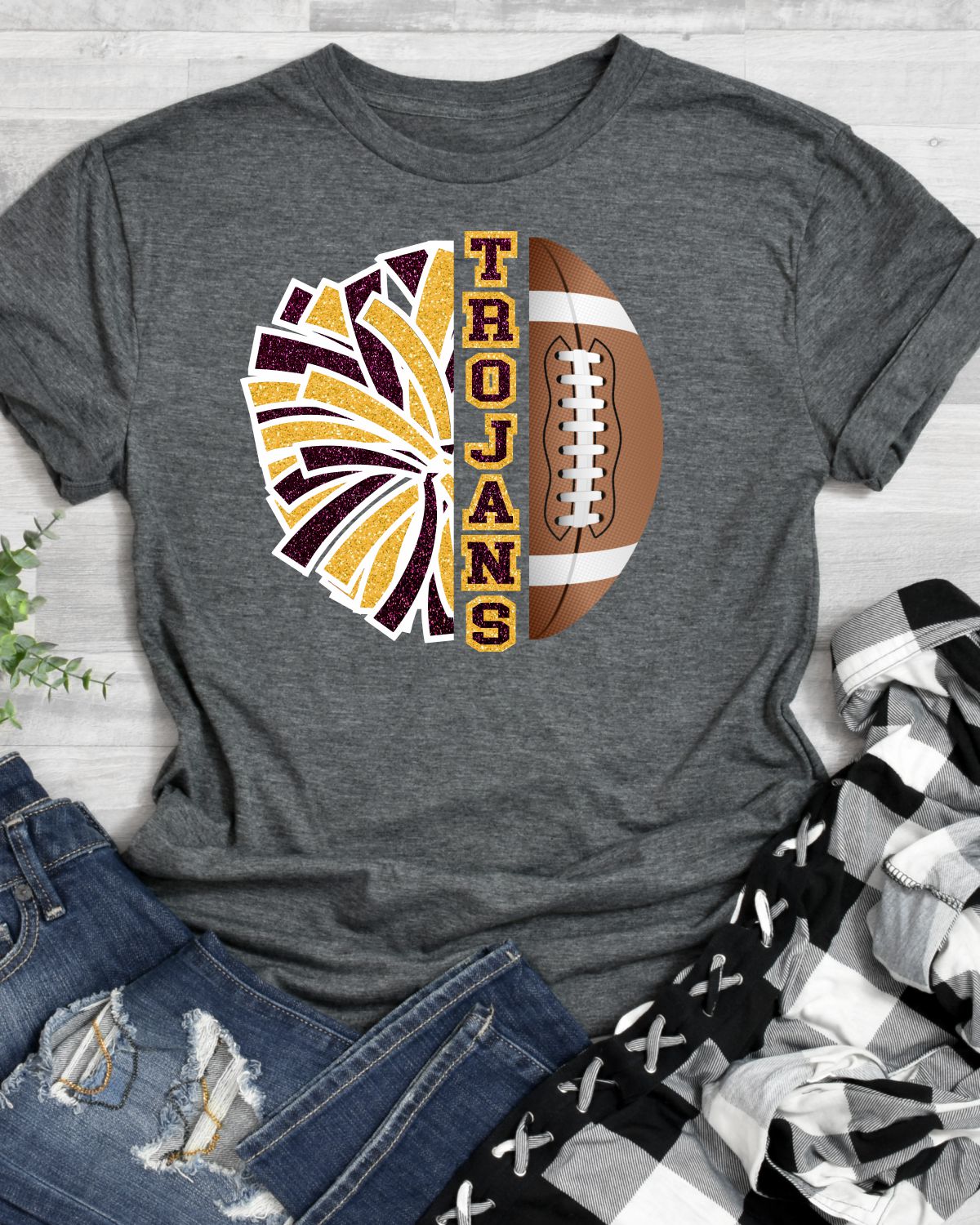 Trojans Half Football Half Cheer DTF Transfer