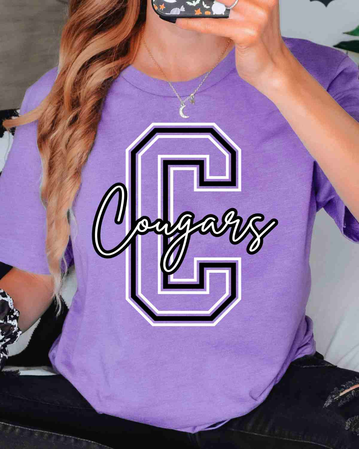 Cougars Outline Letter DTF Transfer