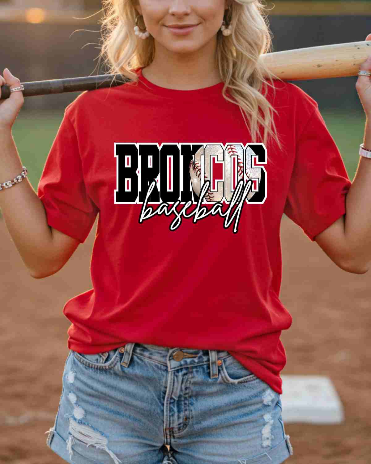 Broncos Baseball Faux Glitter Ball DTF Transfer