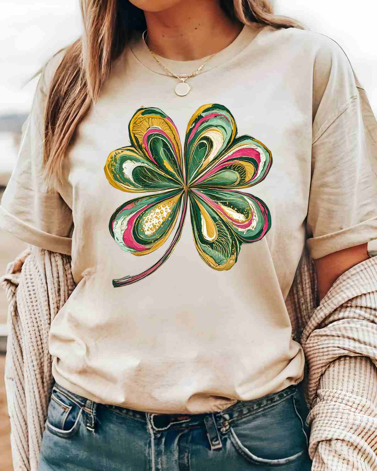 Brushstroke Swirl Clover DTF Transfer - Rustic Grace Heat Transfer Company