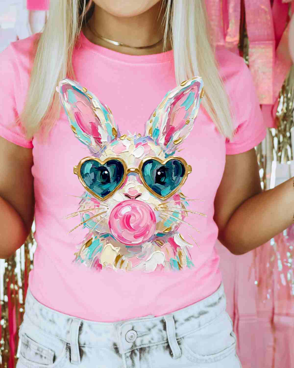 Preppy Painted Bunny DTF Transfer - Rustic Grace Heat Transfer Company
