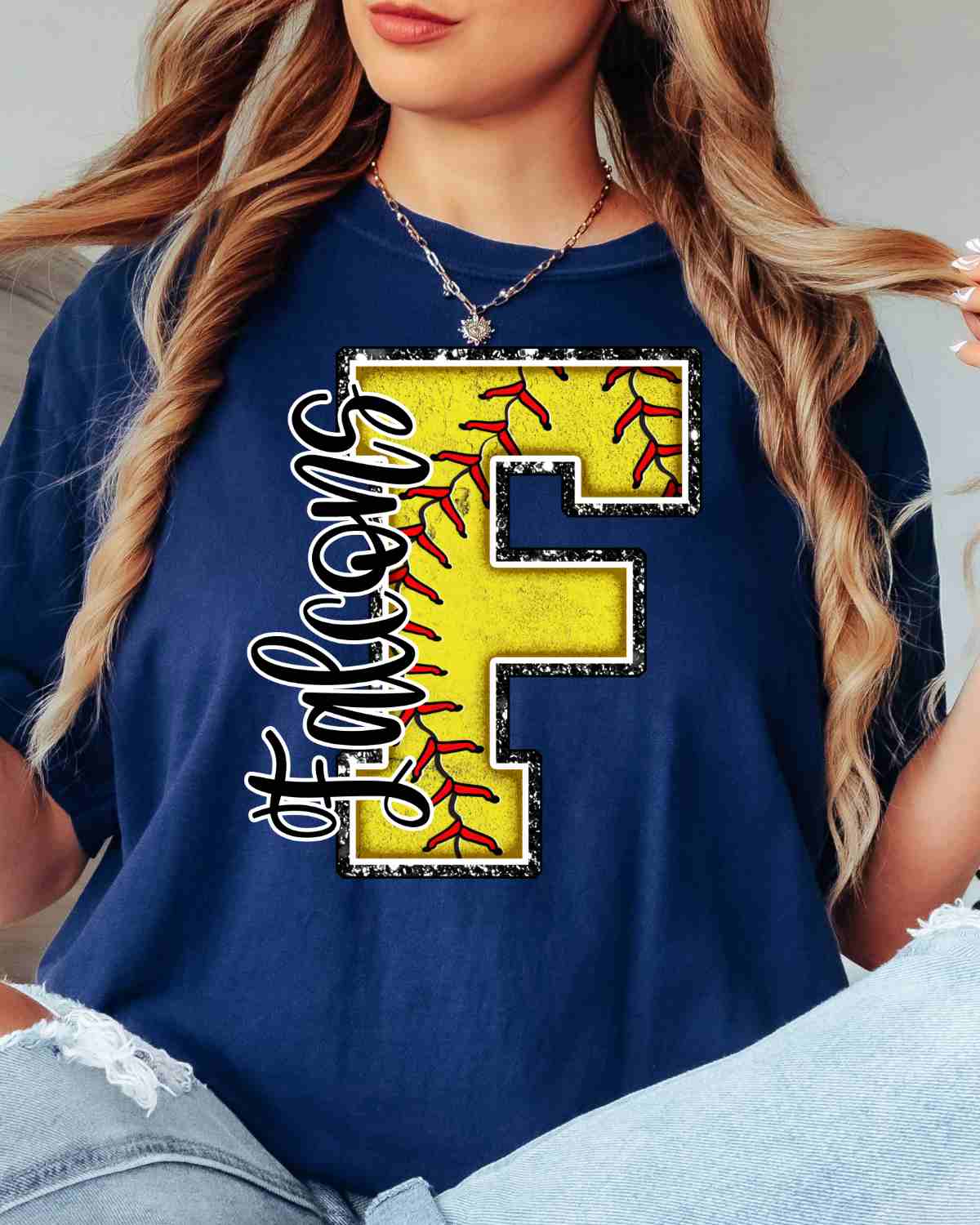 Falcons Softball Letter DTF Transfer - Rustic Grace Heat Transfer Company