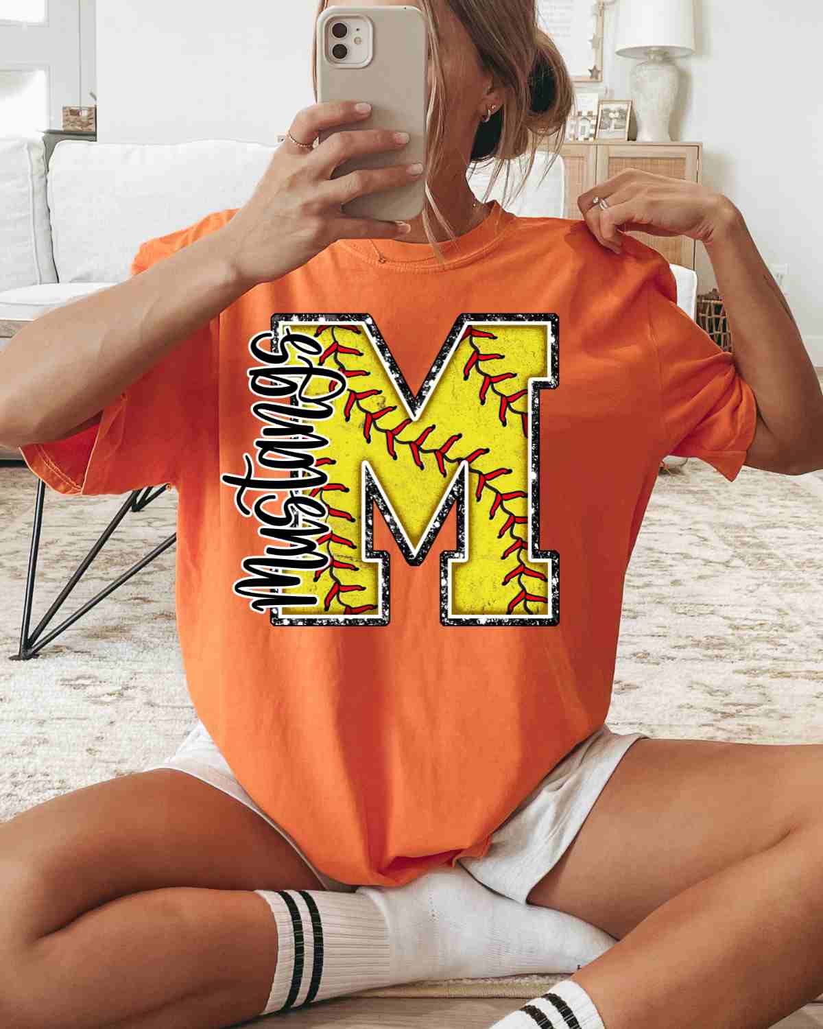 Mustangs Softball Letter DTF Transfer - Rustic Grace Heat Transfer Company