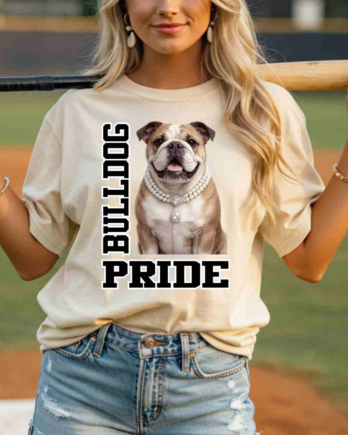 Bulldog Pride Pearl Necklace DTF Transfer - Rustic Grace Heat Transfer Company