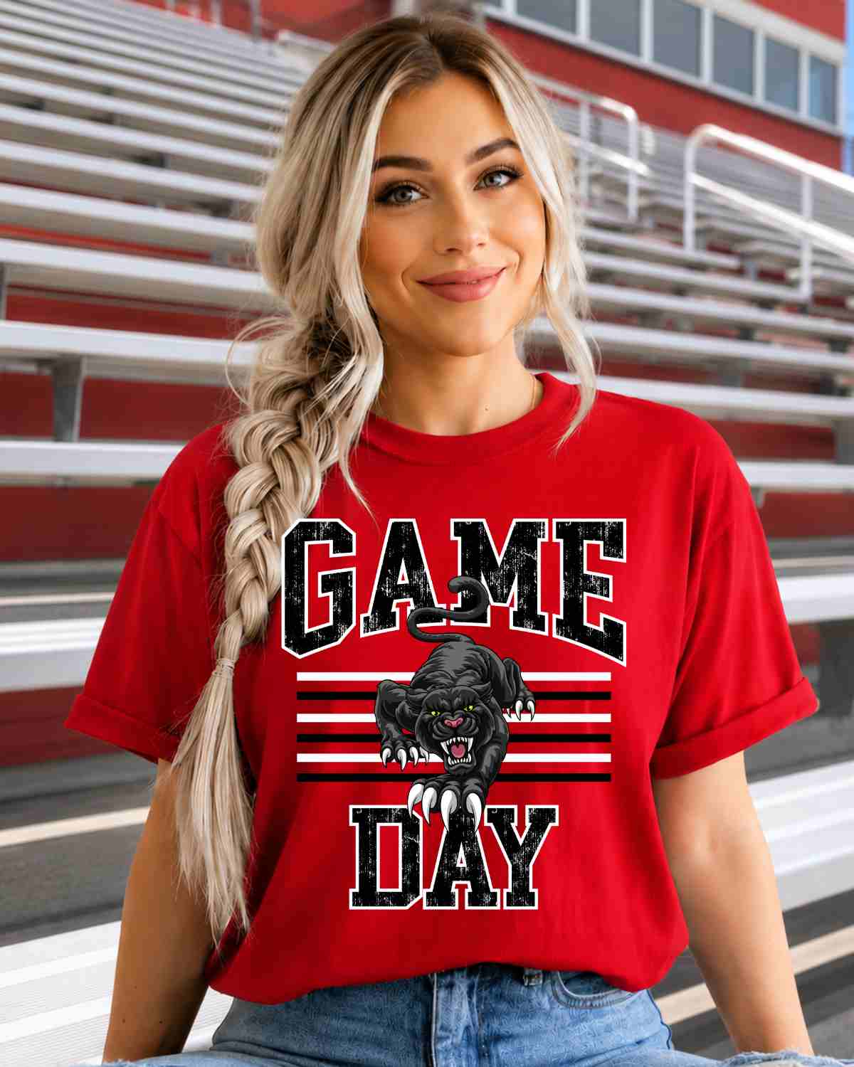 Game Day Panthers Logo DTF Transfer - Rustic Grace Heat Transfer Company