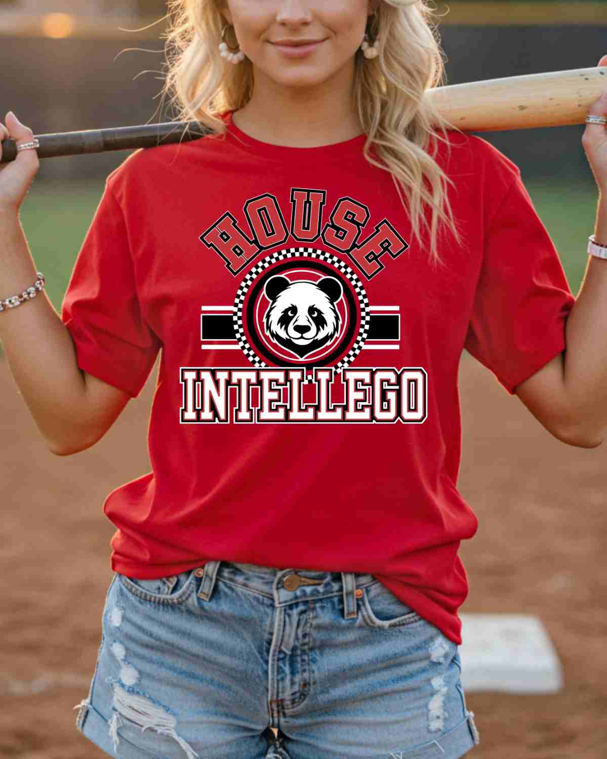 House Intellego Pandas Checkered Circle Logo DTF Transfer