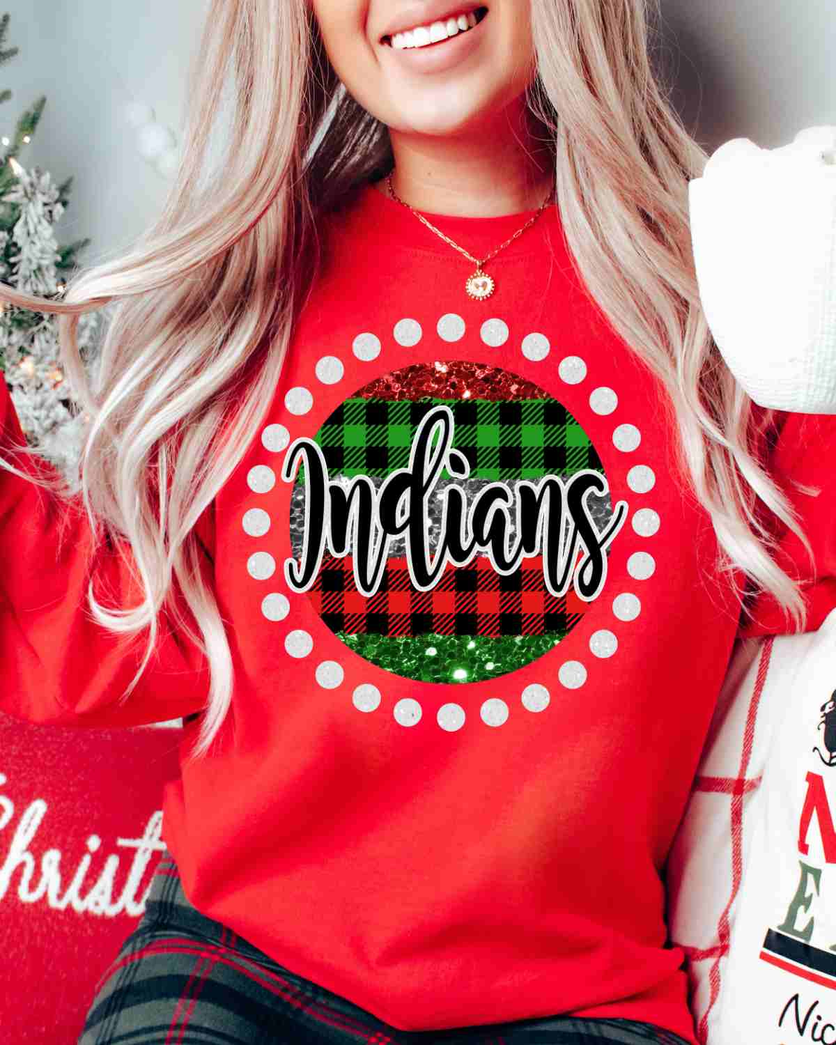 Indians Christmas Spirit Circle Dot DTF Transfer