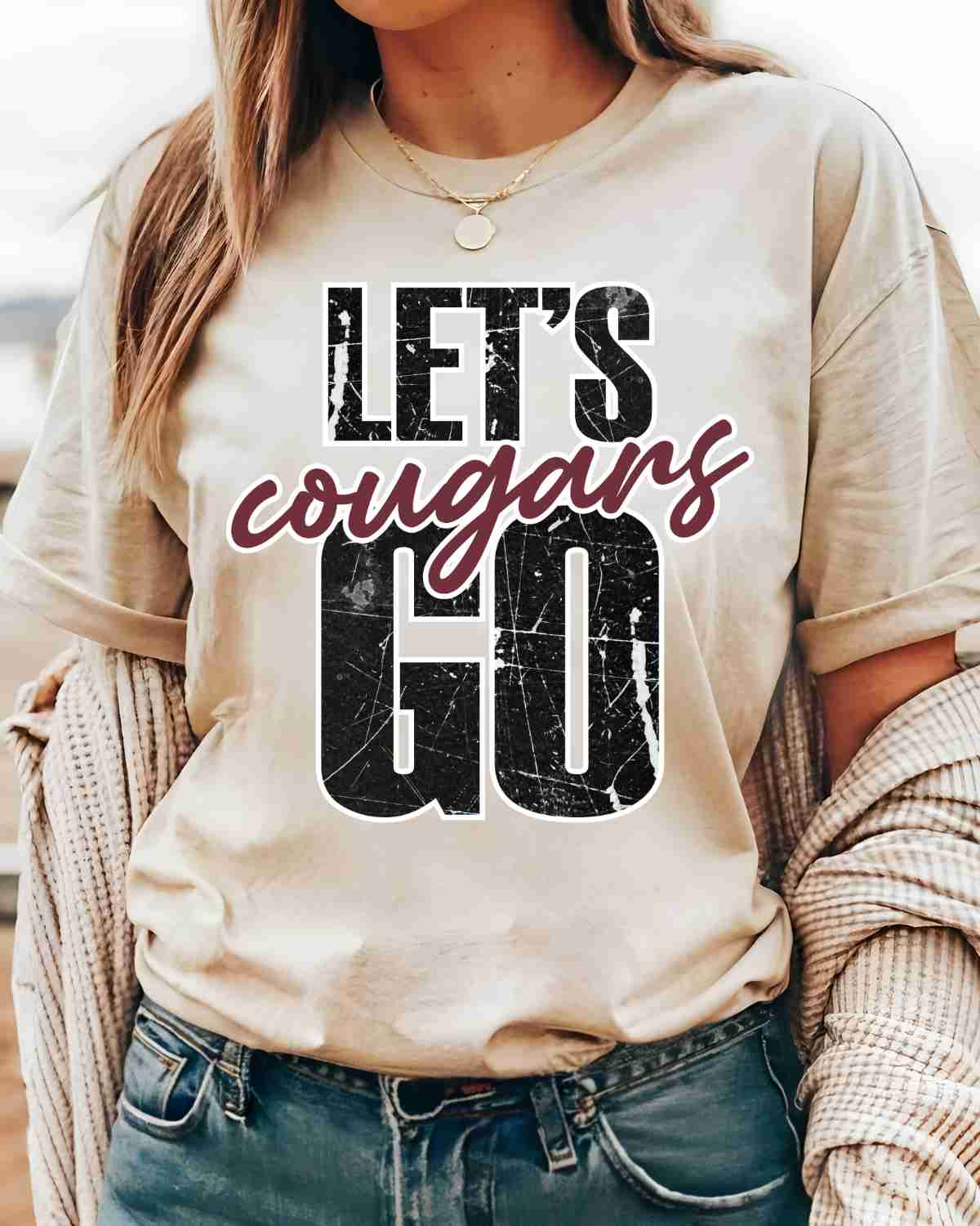 Let's Go Cougars DTF Transfer - Rustic Grace Heat Transfer Company