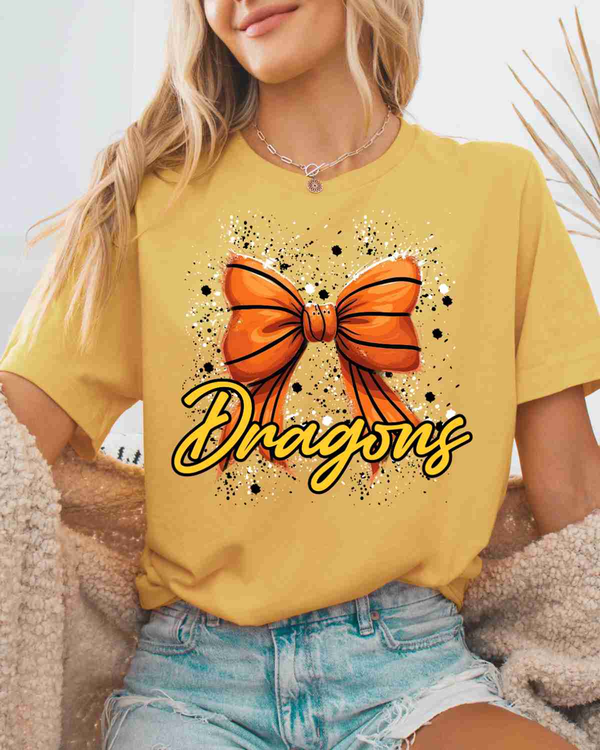 Dragons Basketball Bow Splatter DTF Transfer