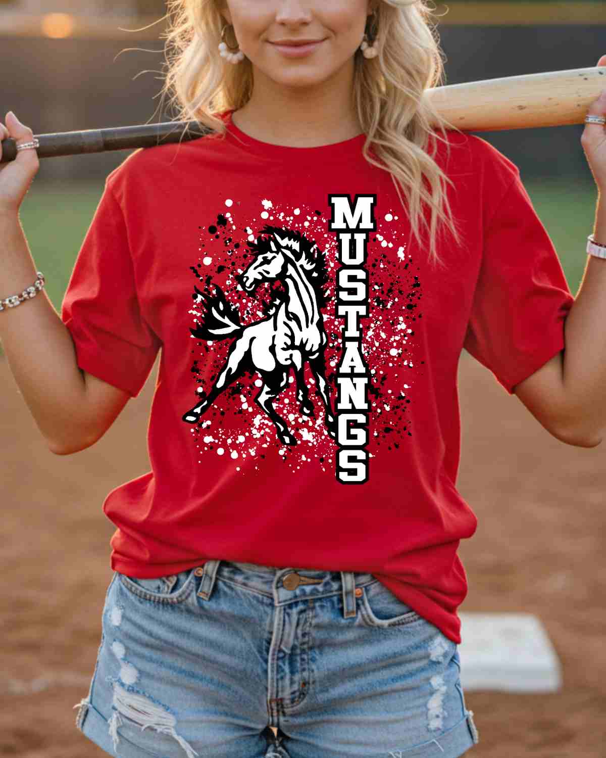 Mustangs Mascot Splatter DTF Transfer