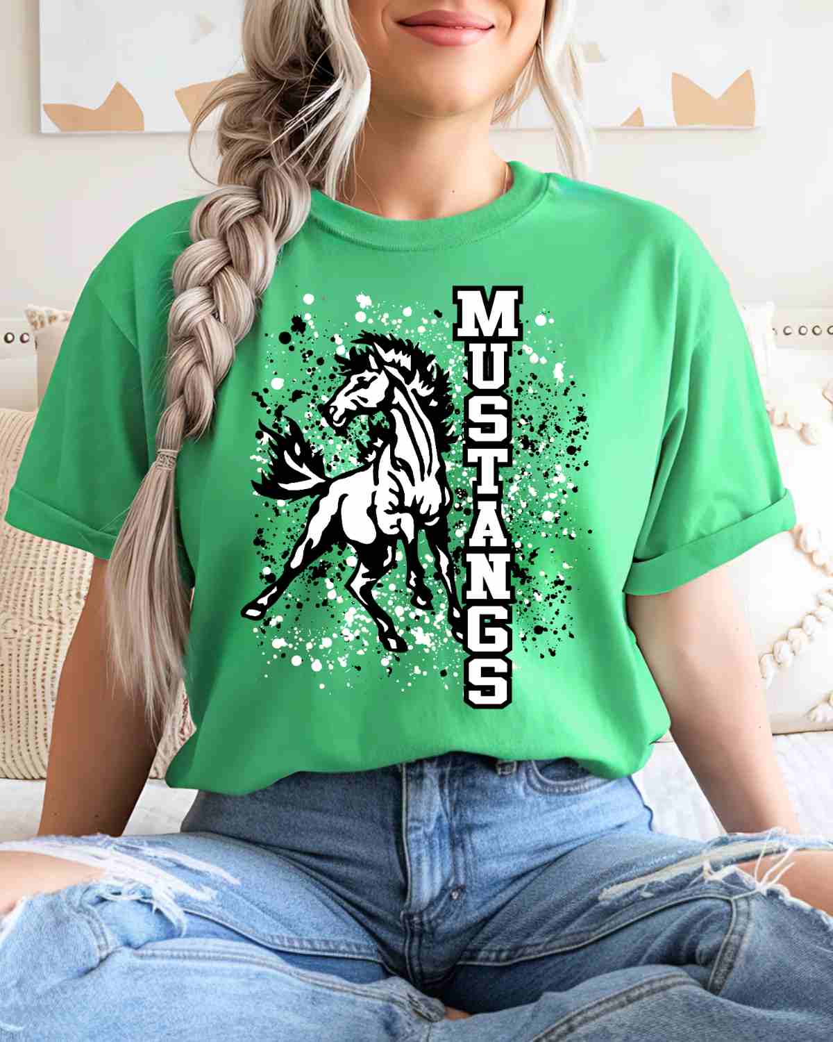 Mustangs Mascot Splatter DTF Transfer