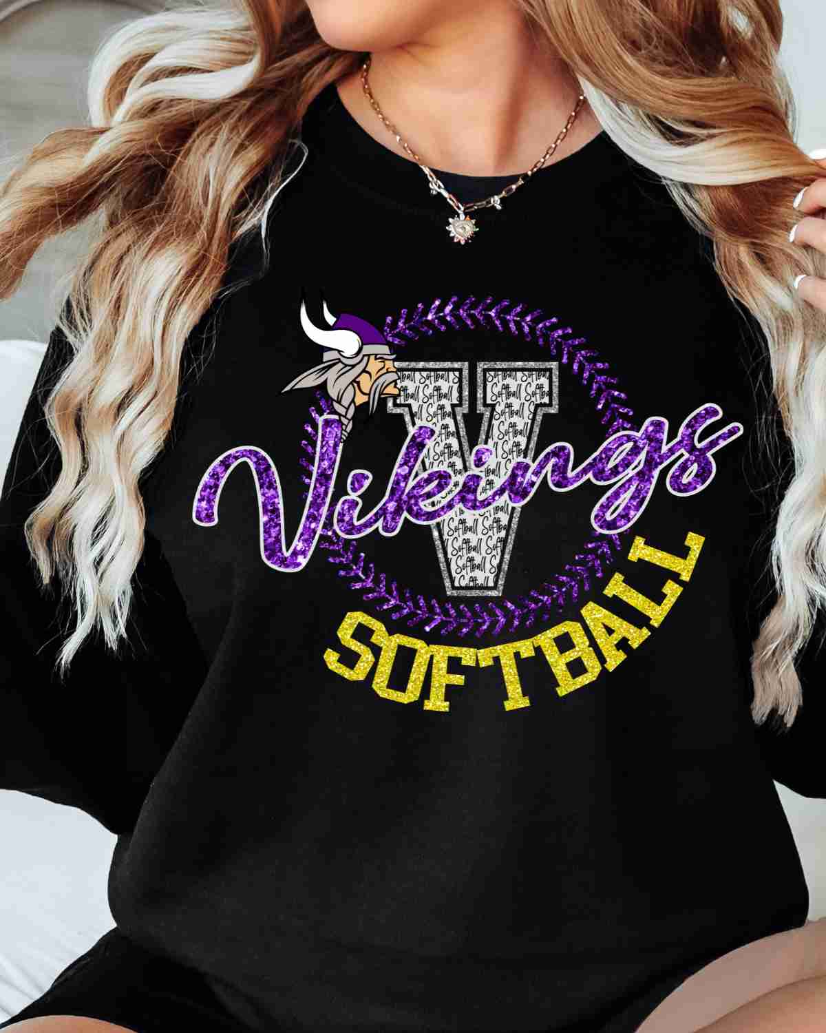 Vikings Softball Lace Circle DTF Transfer