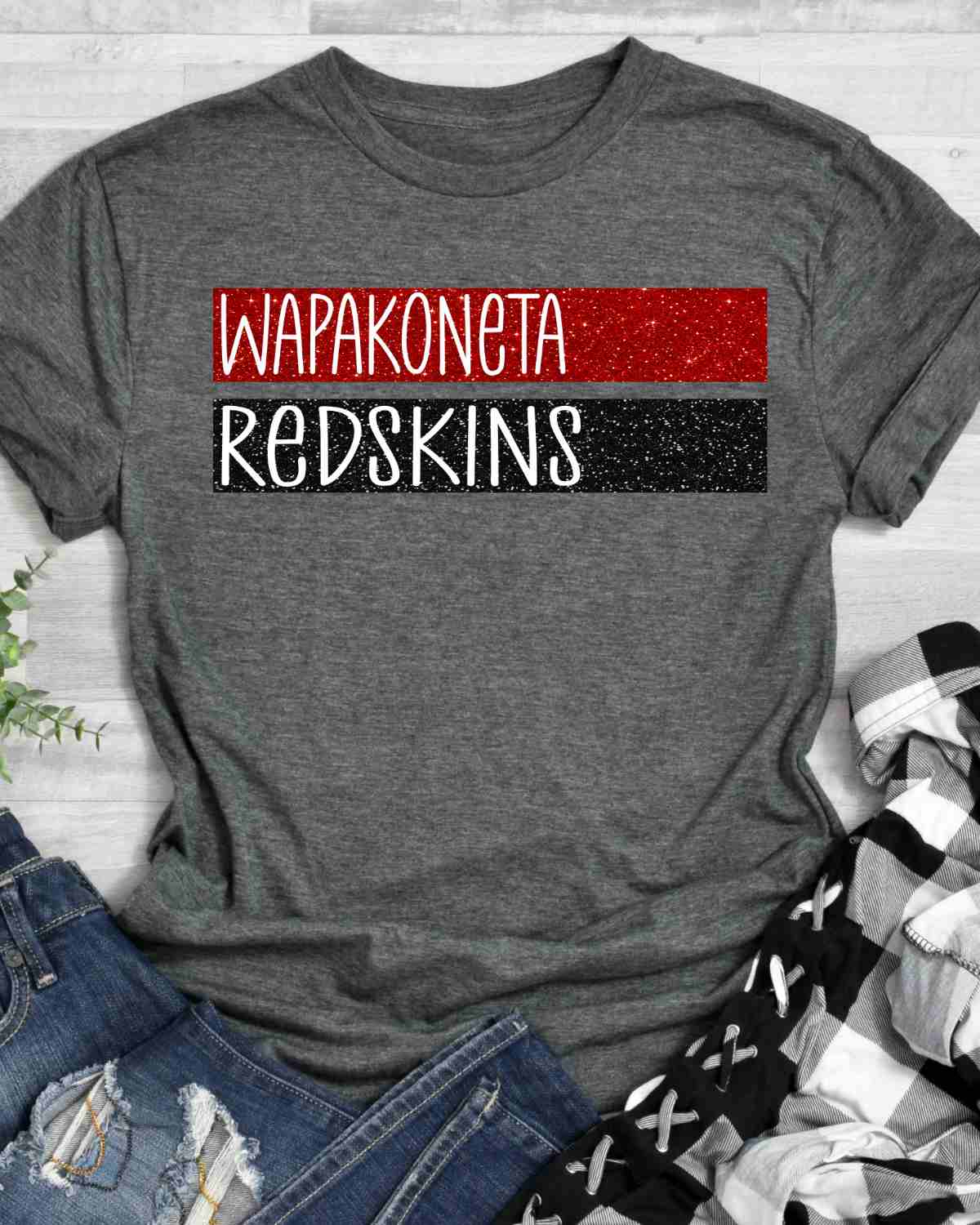 Wapakoneta Redskins Rectangles DTF Transfer