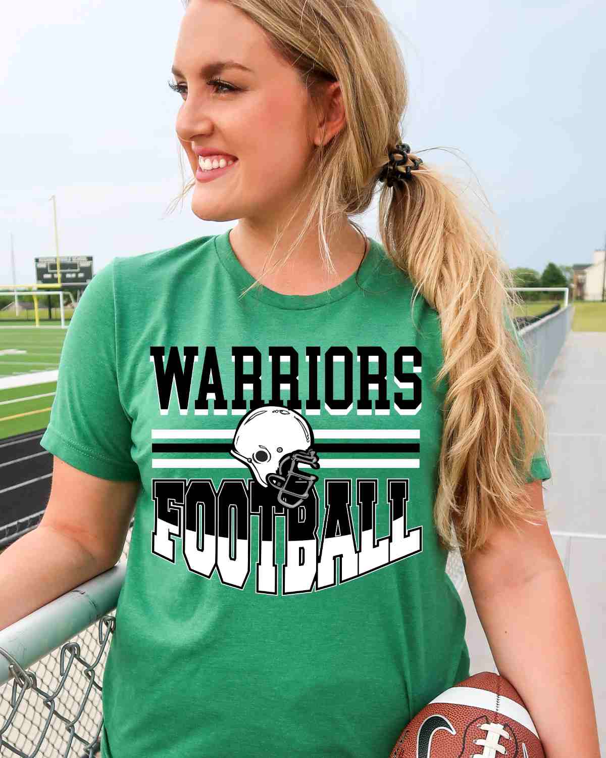 Warriors Football Helmet in Middle DTF Transfer