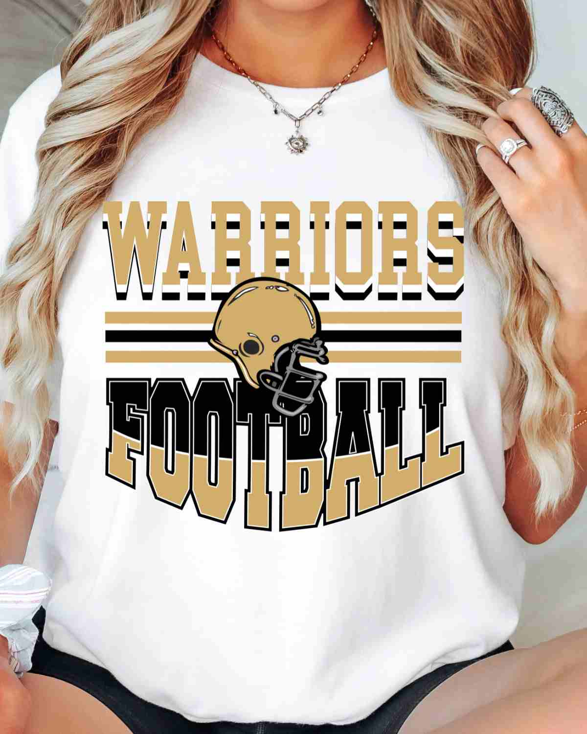 Warriors Football Helmet in Middle DTF Transfer