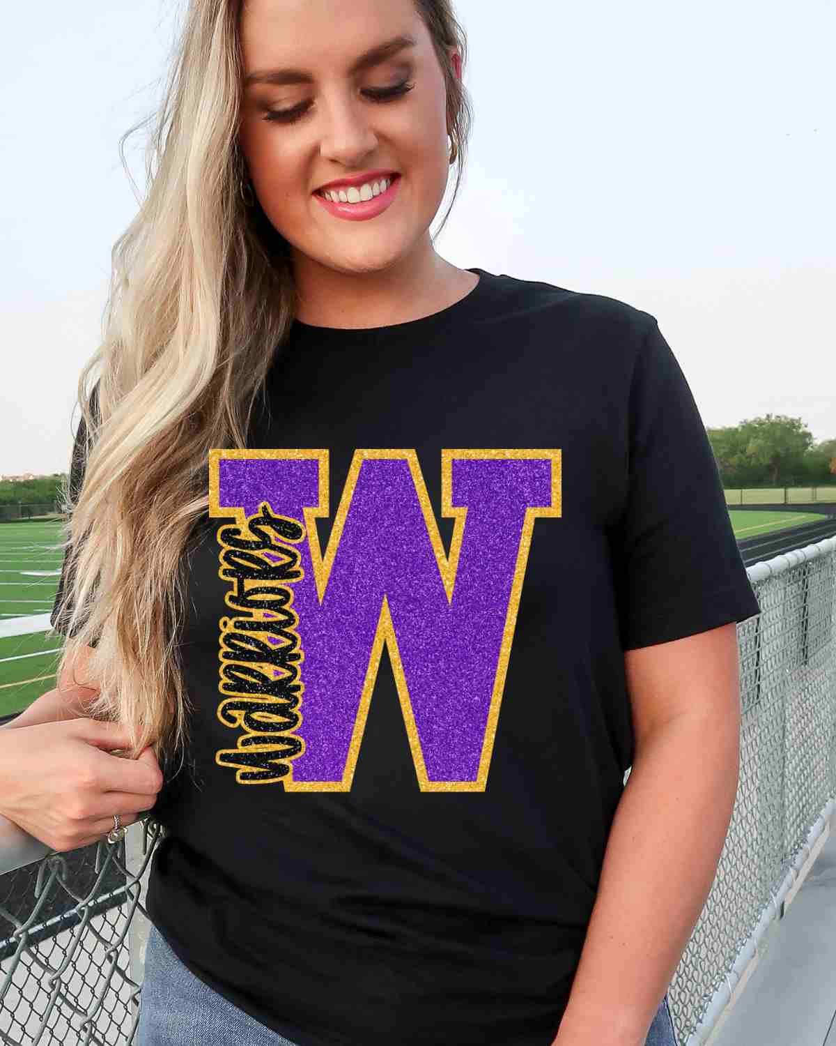 Warriors Glitter Letter DTF Transfer