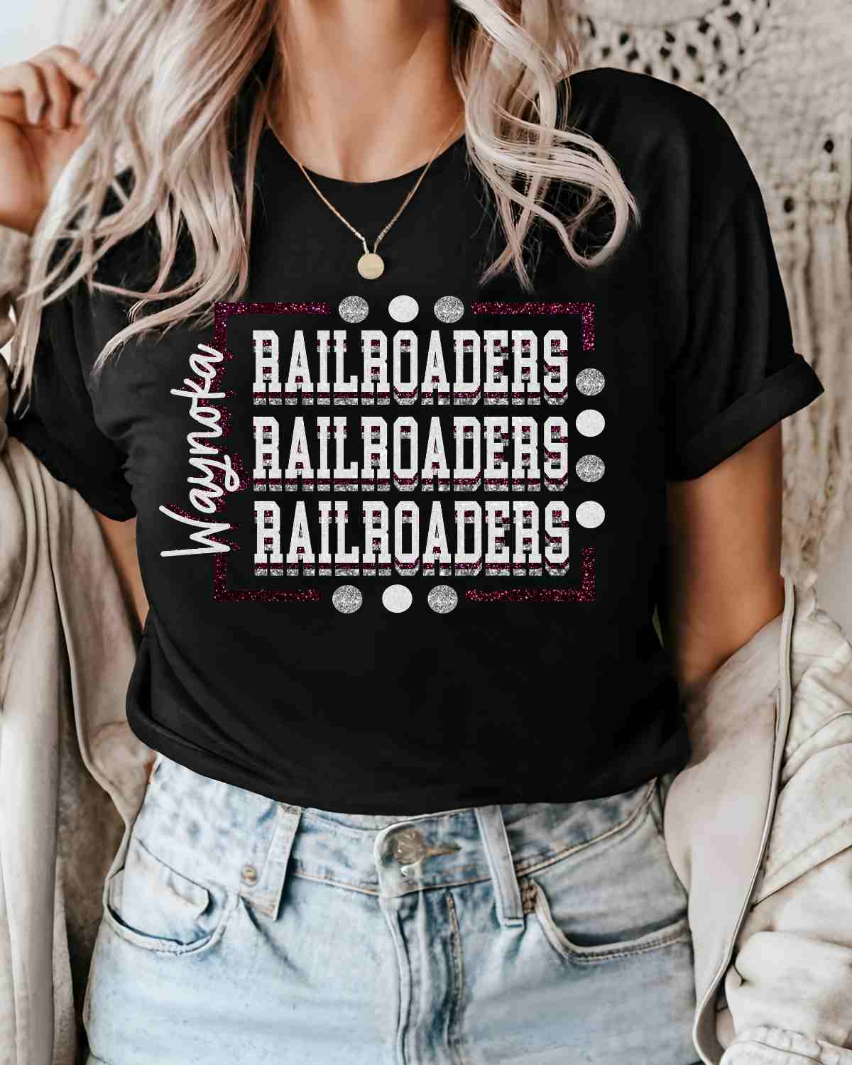 Waynoka Railroaders Rectangle Dots DTF Transfer - Rustic Grace Heat Transfer Company
