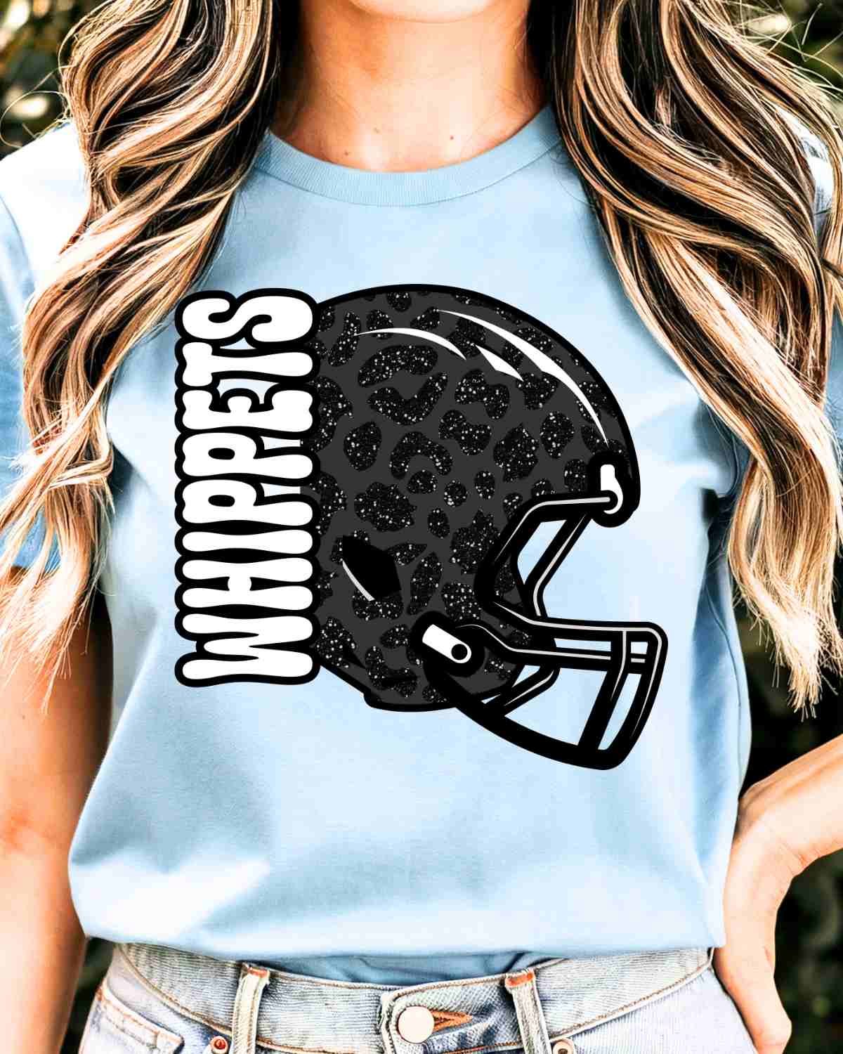 Whippets Leopard Football Helmet DTF Transfer