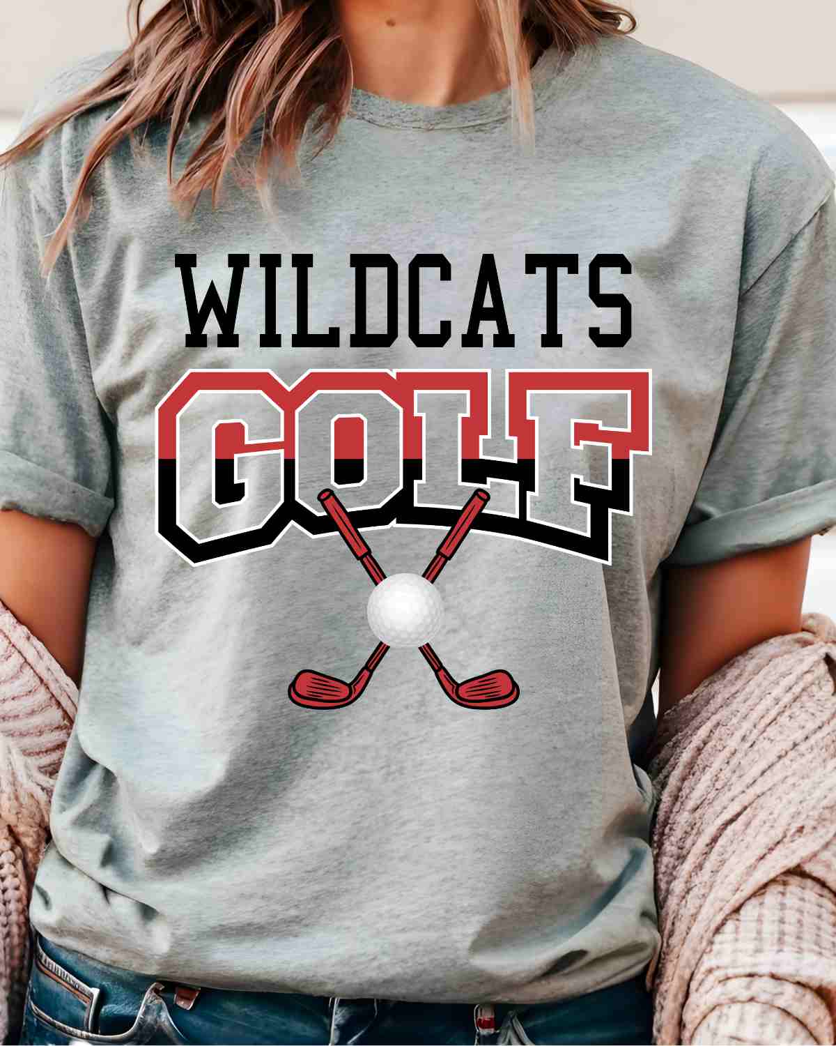 Wildcats Golf Crossed Clubs DTF Transfer