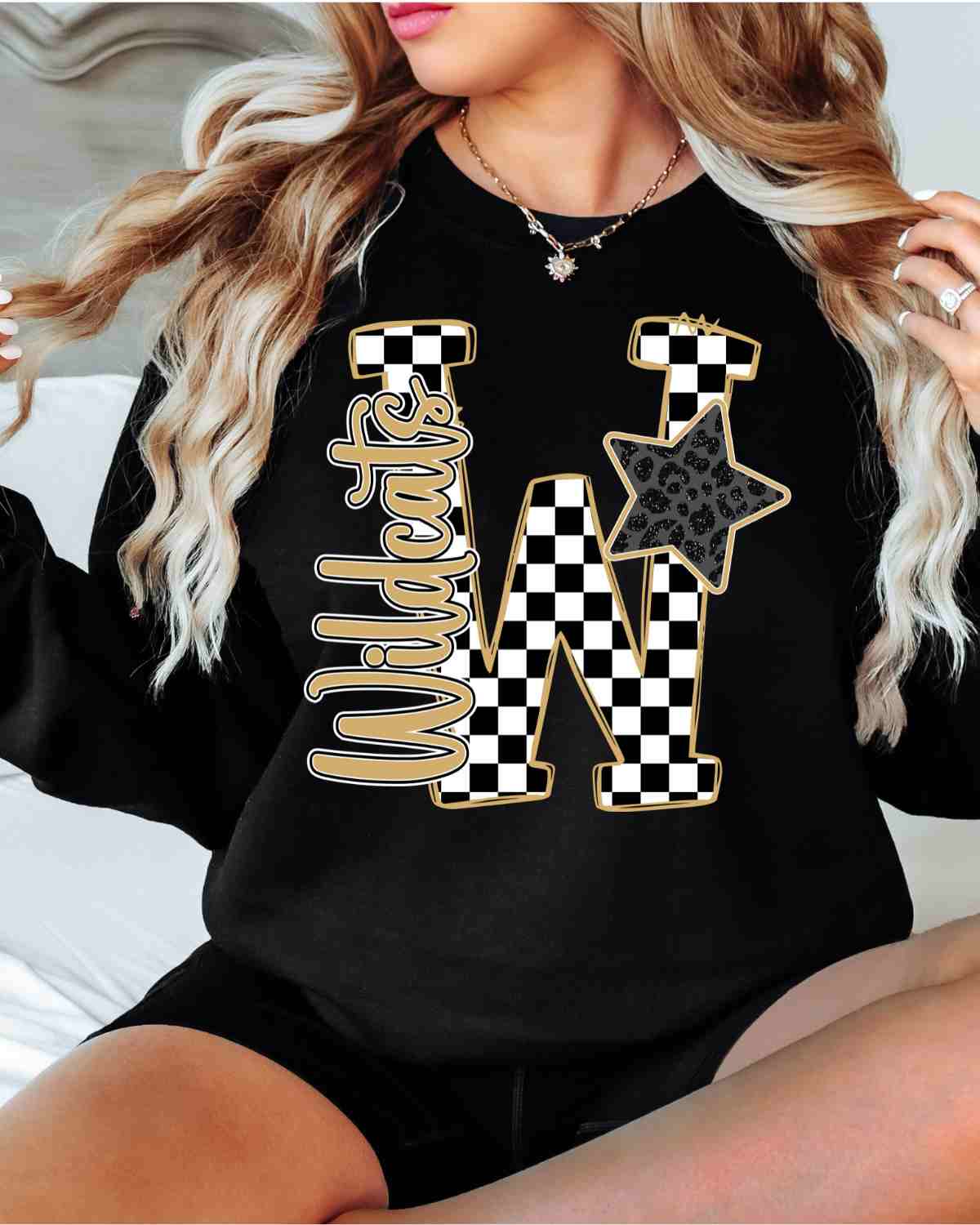 Wildcats Checkered Star Letter DTF Transfer