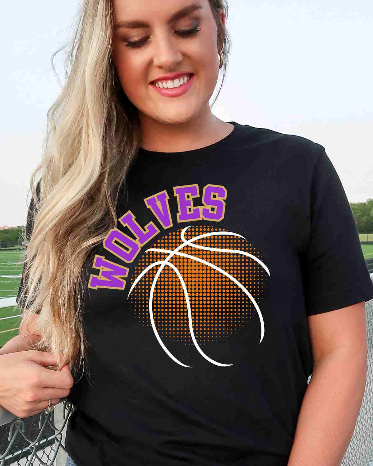 Wolves Basketball Halftone Ball DTF Transfer