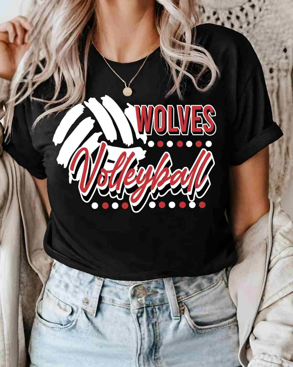 Wolves Volleyball with Dots DTF Transfer
