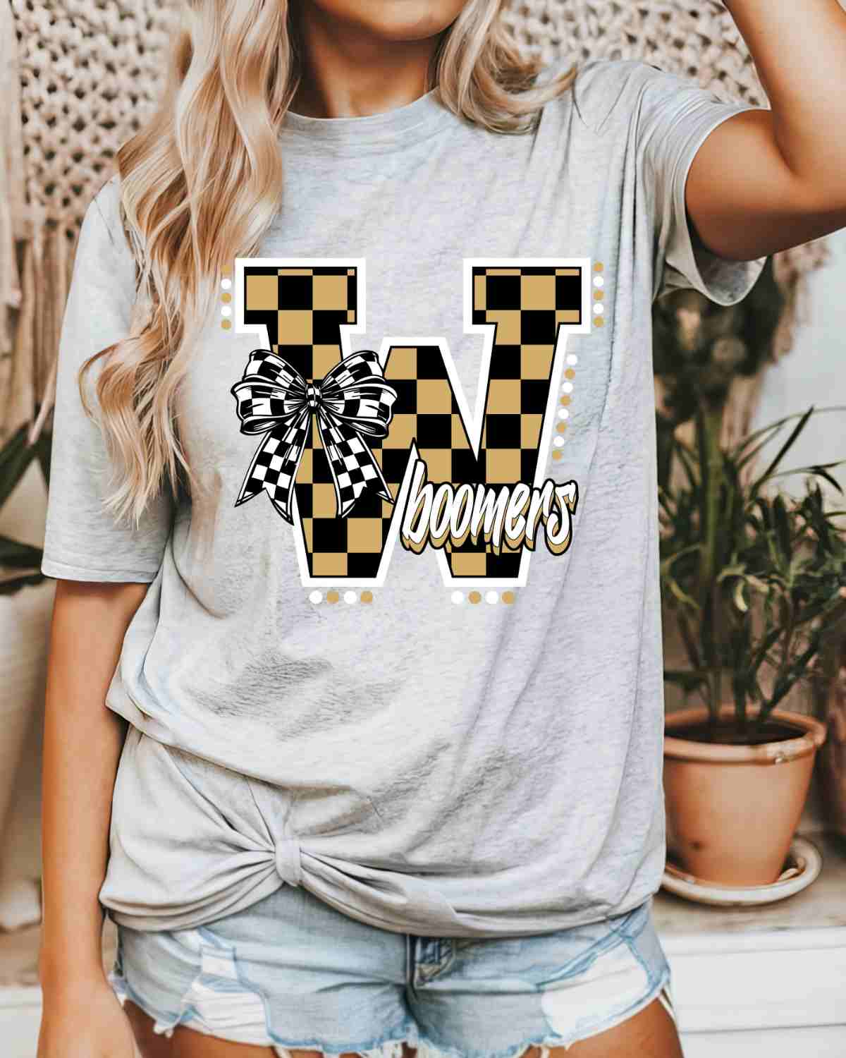 Woodward Boomers Checkered Letter Bow DTF Transfer