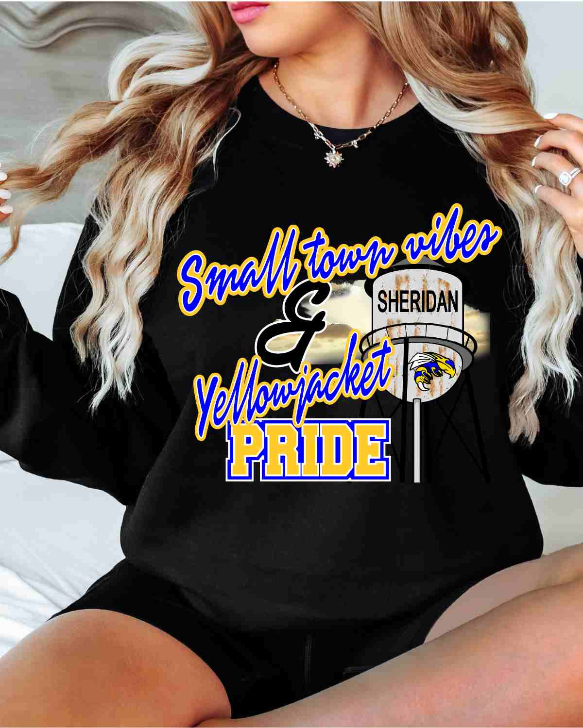 Small Town Vibes & Sheridan Yellowjacket Pride DTF Transfer