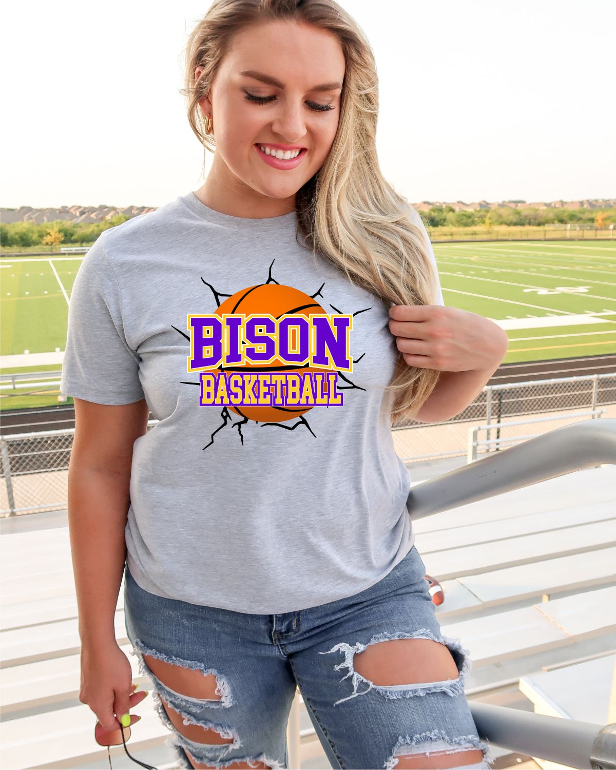 Bison Basketball Break Through Transfer - Rustic Grace Heat Transfer Company