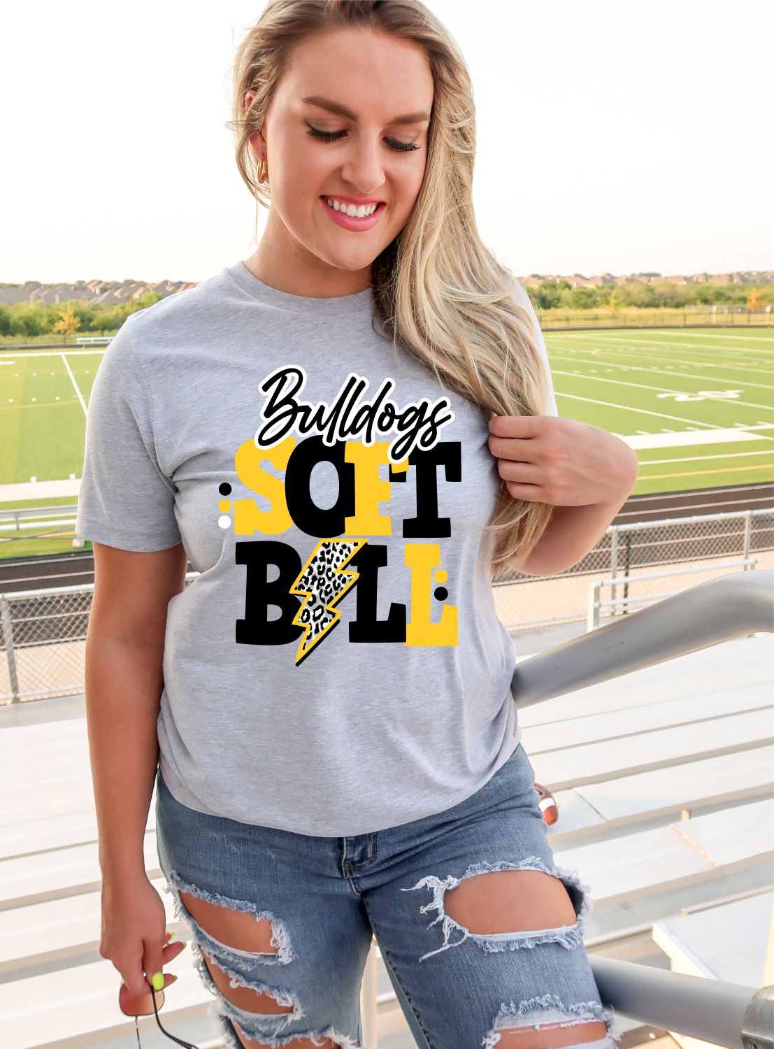 Bulldogs Softball with Bolt DTF Transfer