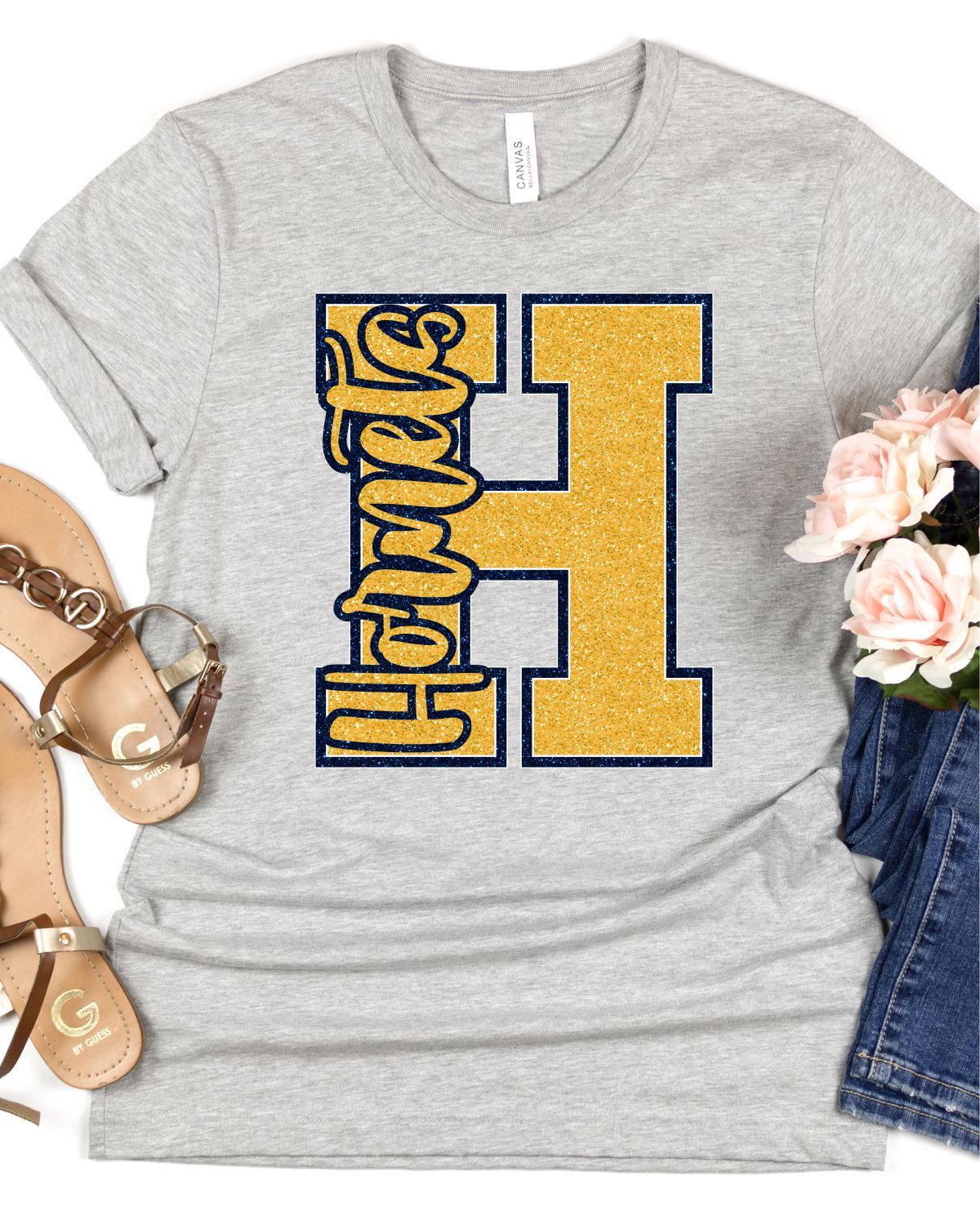 Hornets Glitter Letter Transfer - Rustic Grace Heat Transfer Company