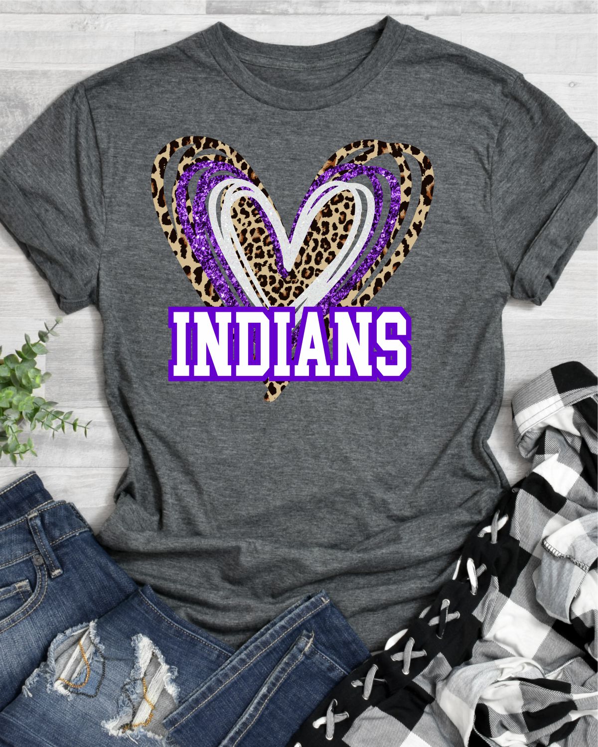 Indians Triple Heart Transfer - Rustic Grace Heat Transfer Company