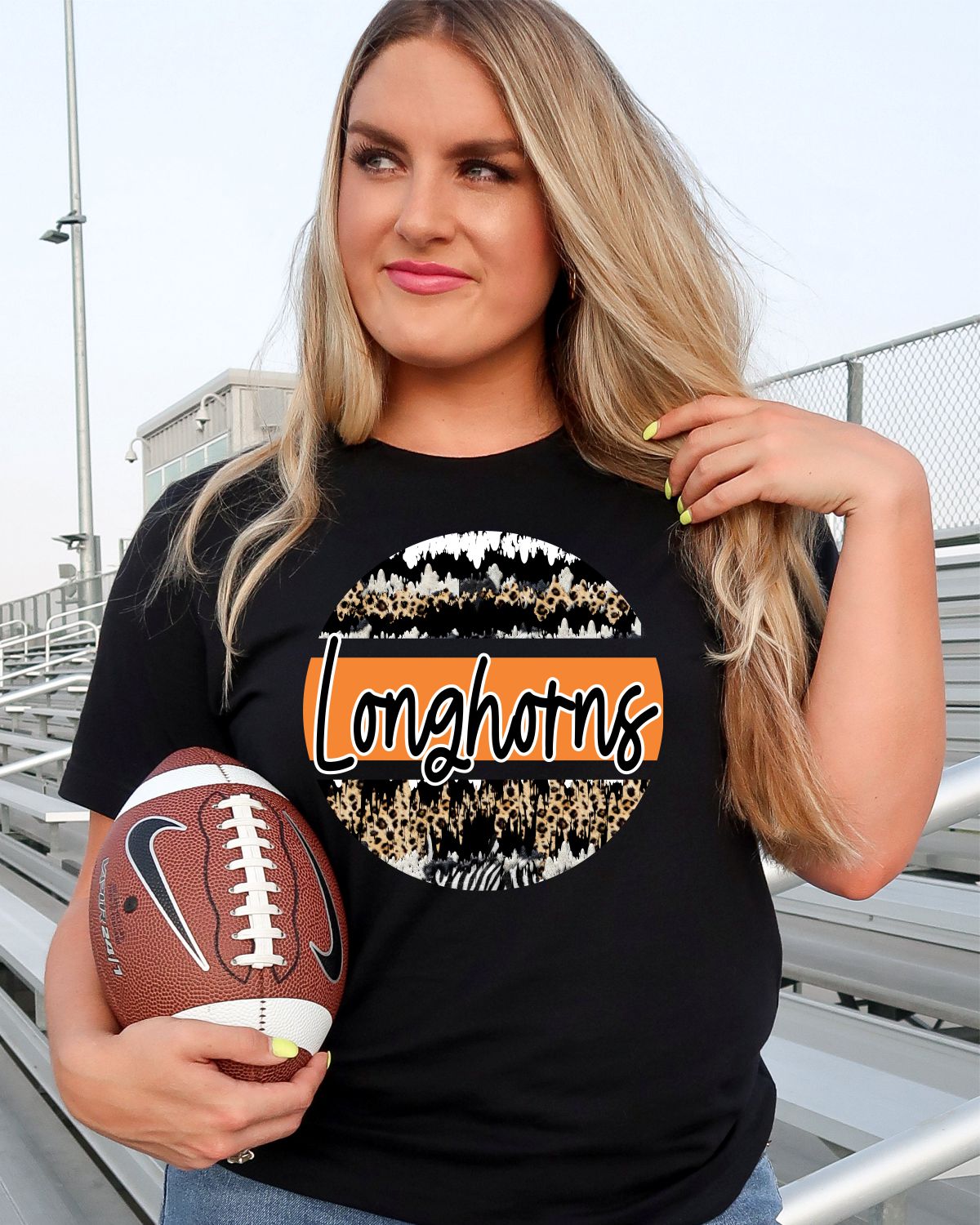 Longhorns Leopard Grunge Circle Transfer - Rustic Grace Heat Transfer Company