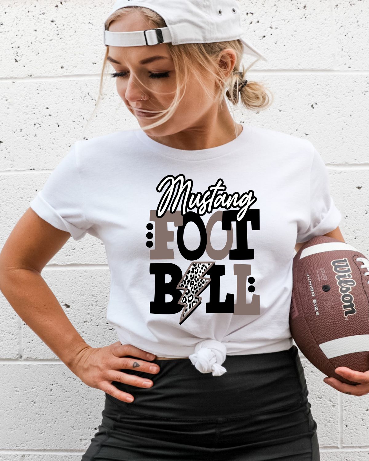 Mustang Football Lightning Bolt DTF Transfer