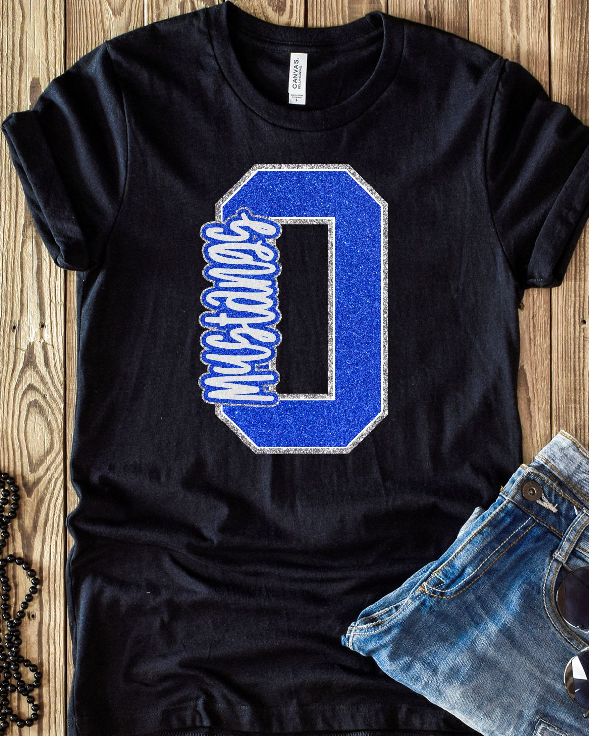 Olton Mustangs Glitter Letter DTF Transfer