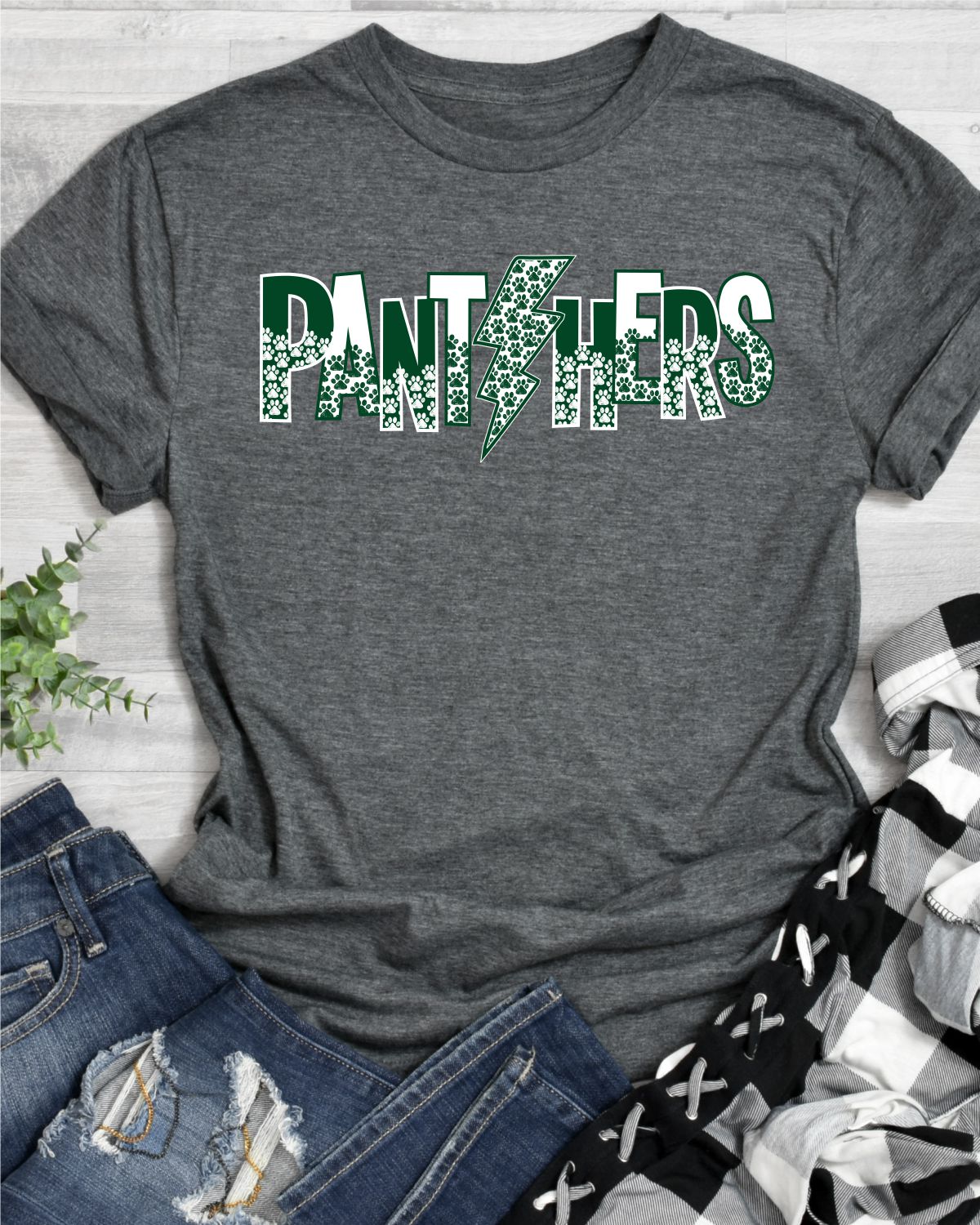 Panthers Lightening Bolt Word DTF Transfer