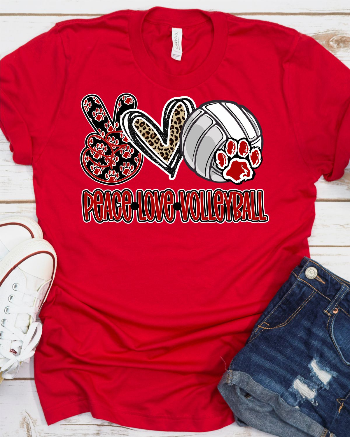 Peace Love Volleyball Tiger Paws DTF Transfer