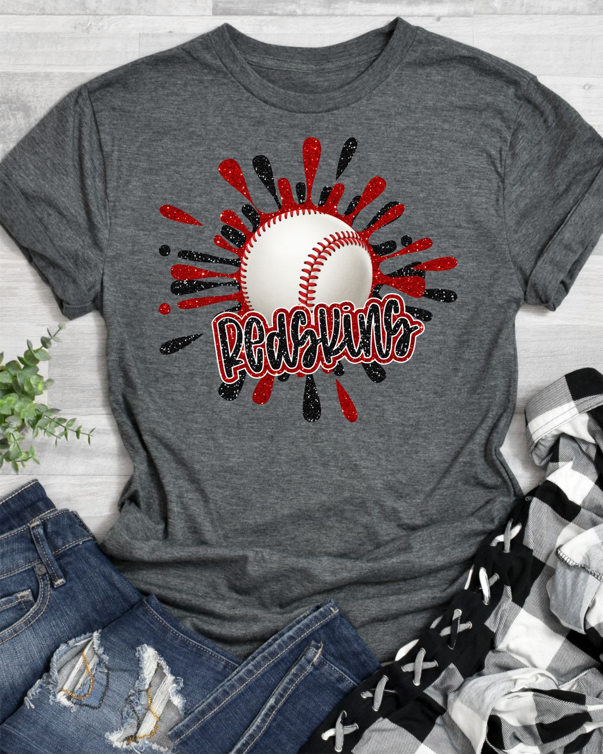 Redskins Baseball Splatter DTF Transfer