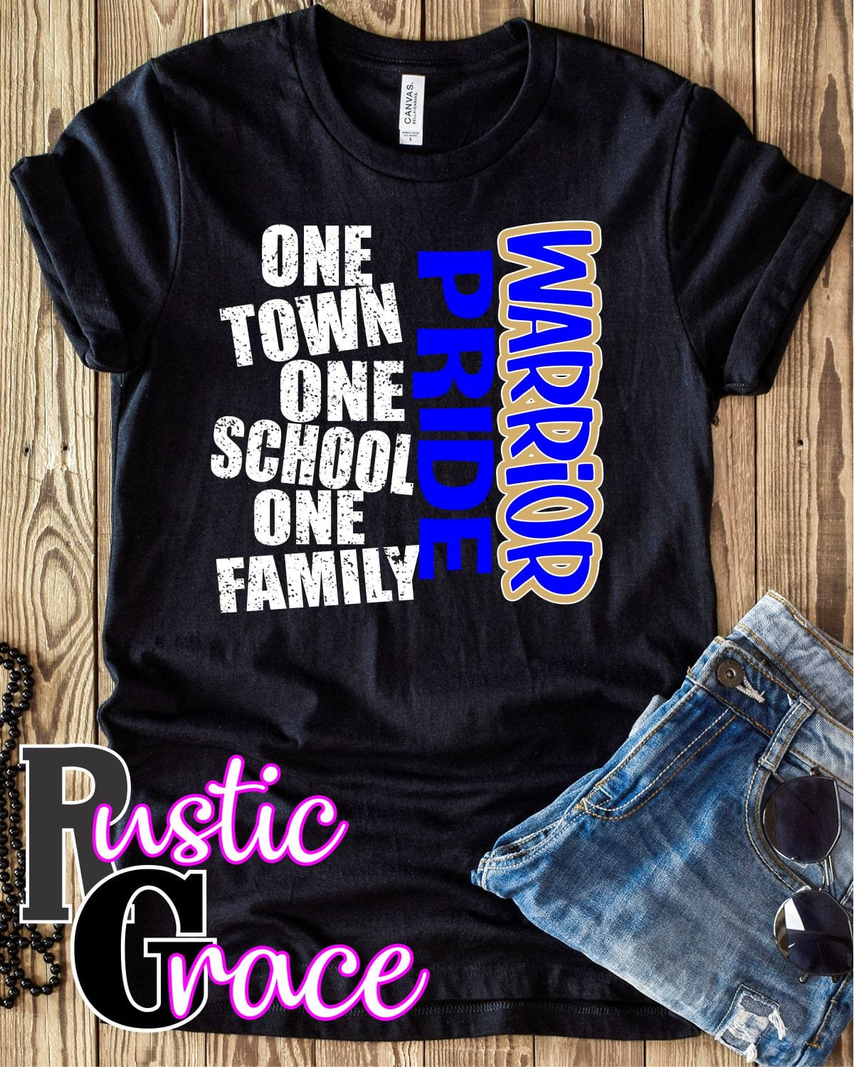 Rustic Grace Boutique Transfers One Town One School Warrior Pride Transfer heat transfers vinyl transfers iron on transfers screenprint transfer sublimation transfer dtf transfers digital laser transfers white toner transfers heat press transfers