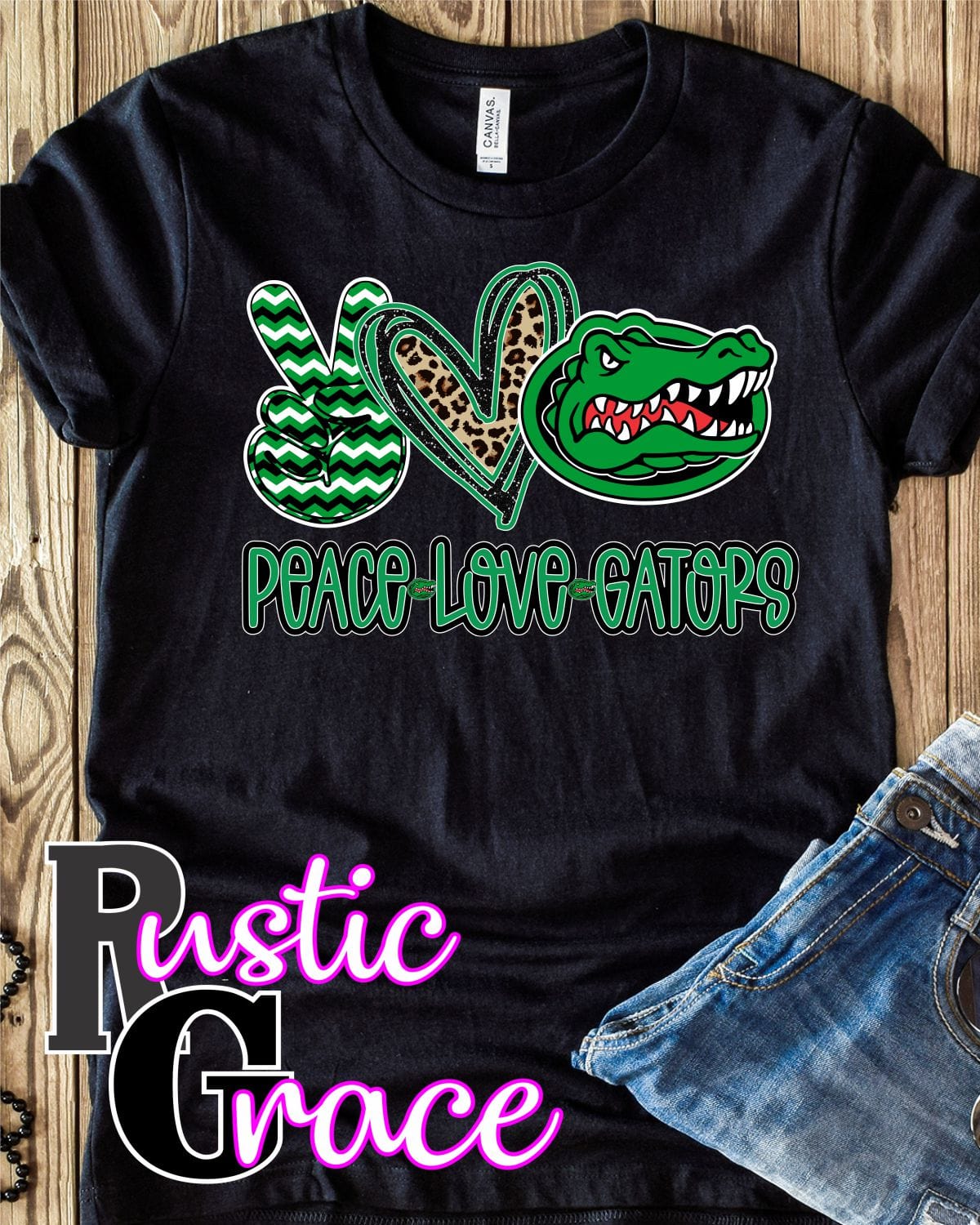 Rustic Grace Boutique Transfers Peace Love Gators Transfer heat transfers vinyl transfers iron on transfers screenprint transfer sublimation transfer dtf transfers digital laser transfers white toner transfers heat press transfers