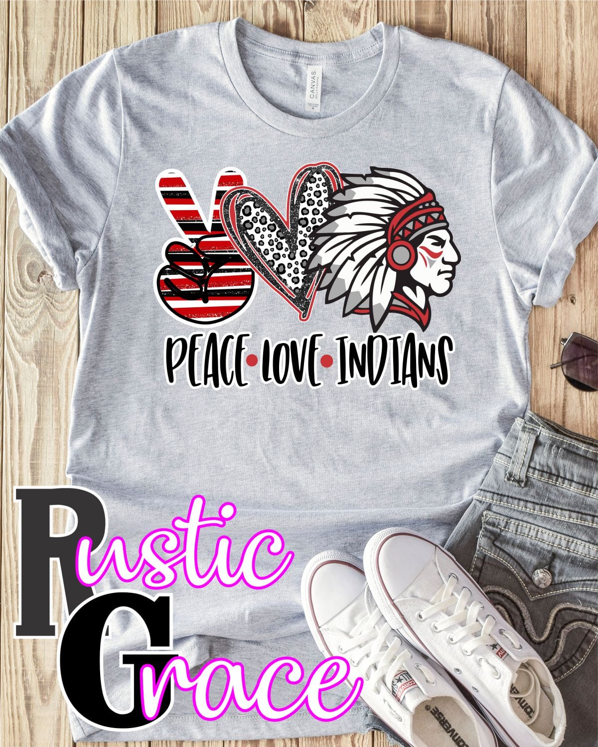 Rustic Grace Boutique Transfers Peace Love Indians Transfer heat transfers vinyl transfers iron on transfers screenprint transfer sublimation transfer dtf transfers digital laser transfers white toner transfers heat press transfers