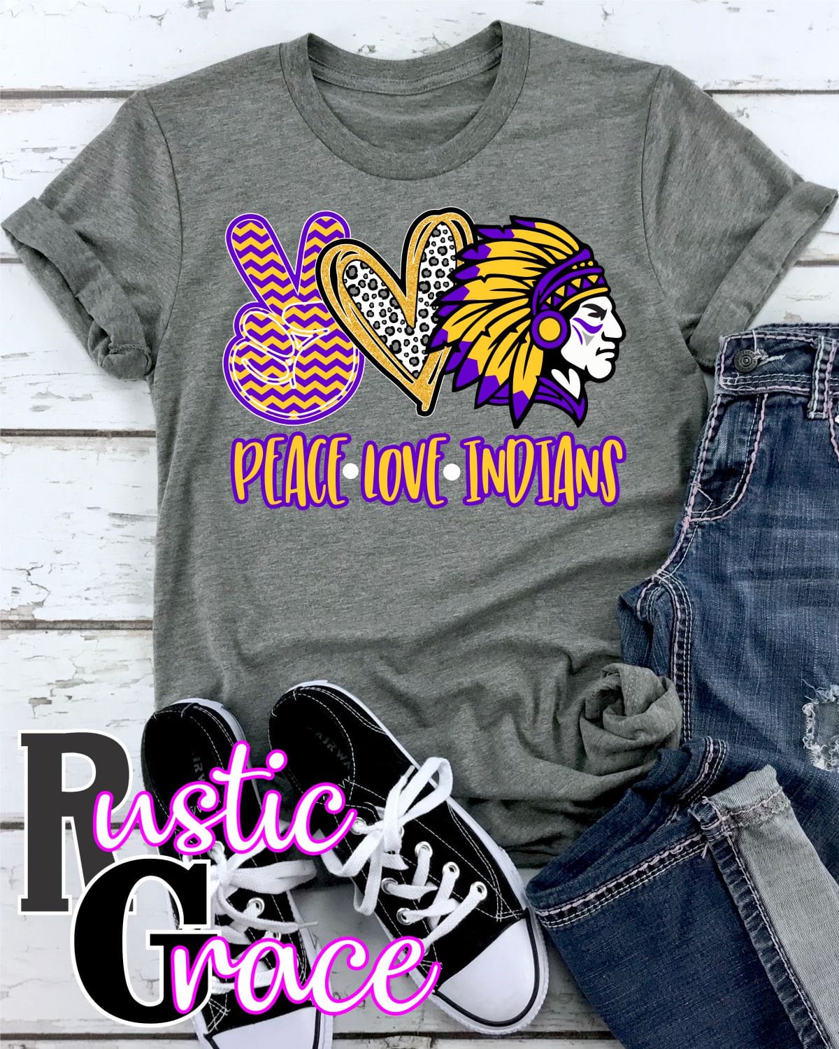 Rustic Grace Boutique Transfers Peace Love Indians Transfer heat transfers vinyl transfers iron on transfers screenprint transfer sublimation transfer dtf transfers digital laser transfers white toner transfers heat press transfers